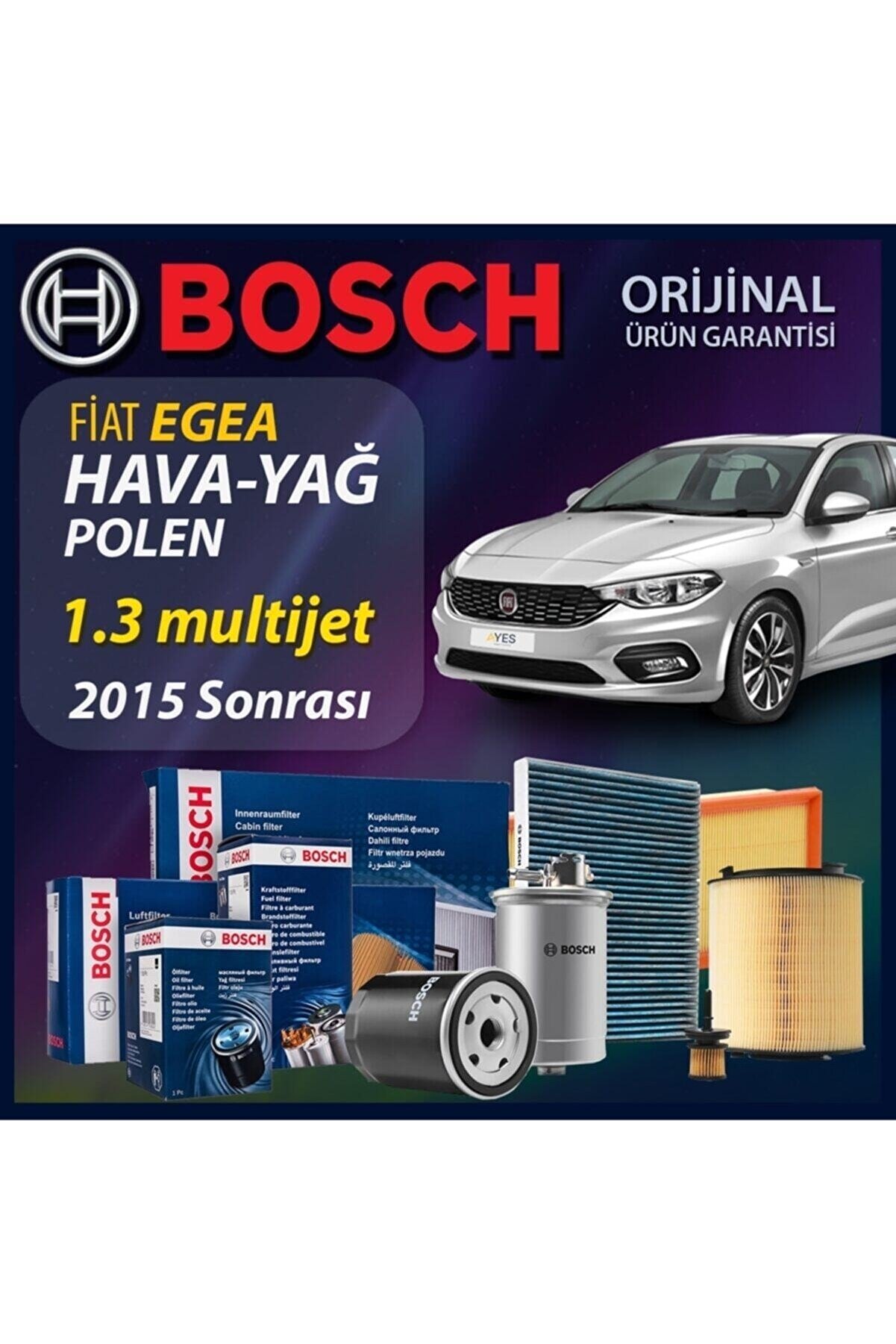 Bosch Fiat Egea 1.3 Multijet Kw70 Hp95  (356WXH1A) 46345266 Filtre Bakım Seti 2015 Sonrası