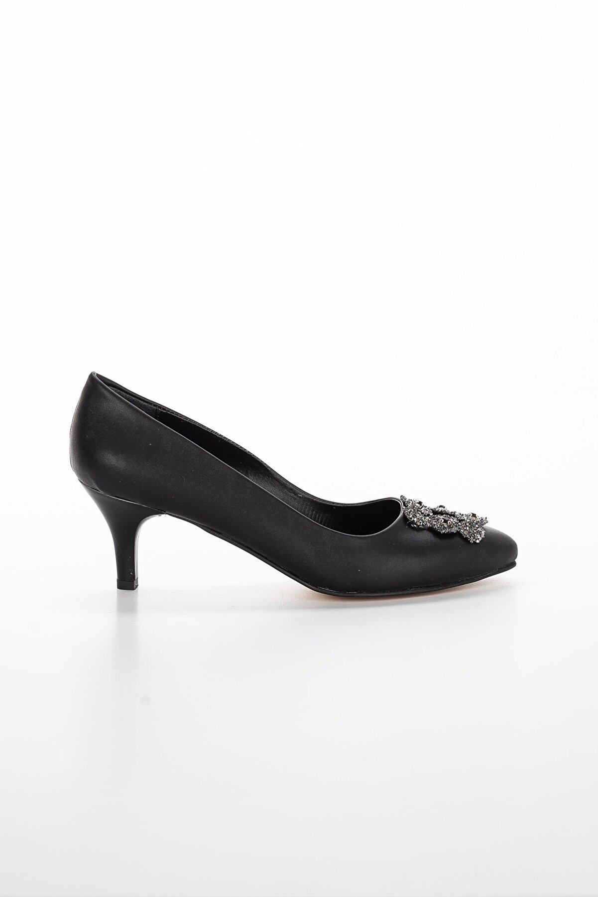 Gult Kadın Klasi̇k Si̇vri̇ Ince Ökçeli̇ Si̇yah Taşlı 5 Cm Sti̇letto