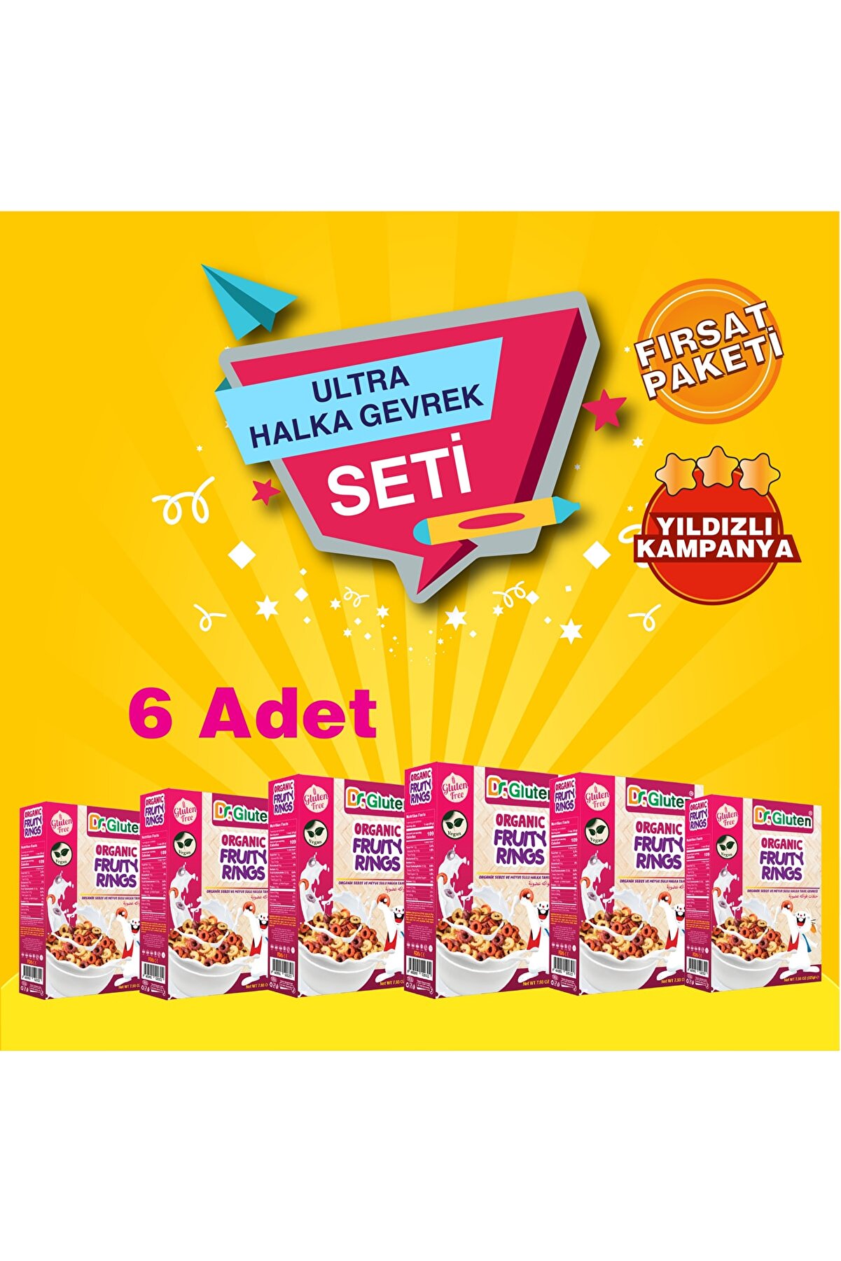 Dr.Gluten Ultra Halka Set ( Organik Sebze Ve Meyve Sulu Halka Tahıl Gevreği X6 Adet)