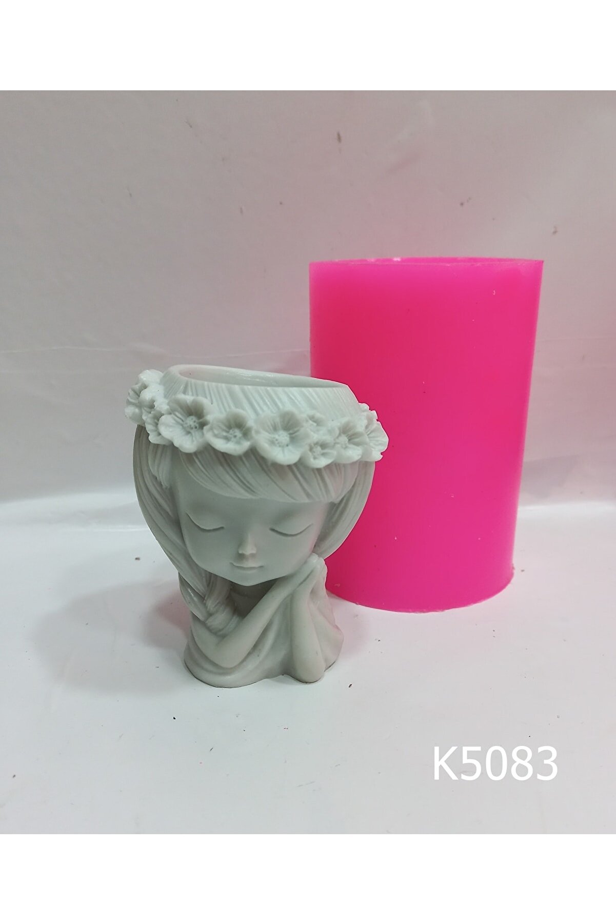 Kalıpcınızburada Çi̇çekli̇ Kız Saksı Si̇li̇kon Kalıp