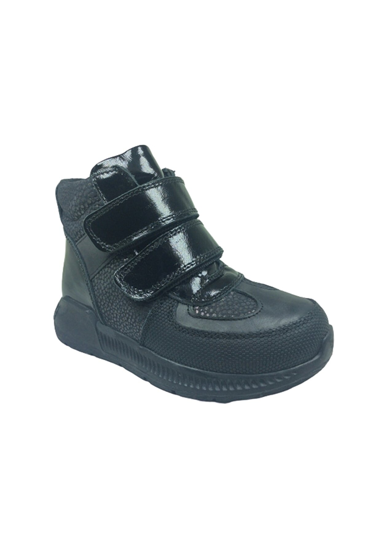 Ortopedi̇ka Pati̇k Kız Çocuk Bot Si̇yah Rugan Nokta Baskılı Cırtlı Deri̇ Anatomi̇k