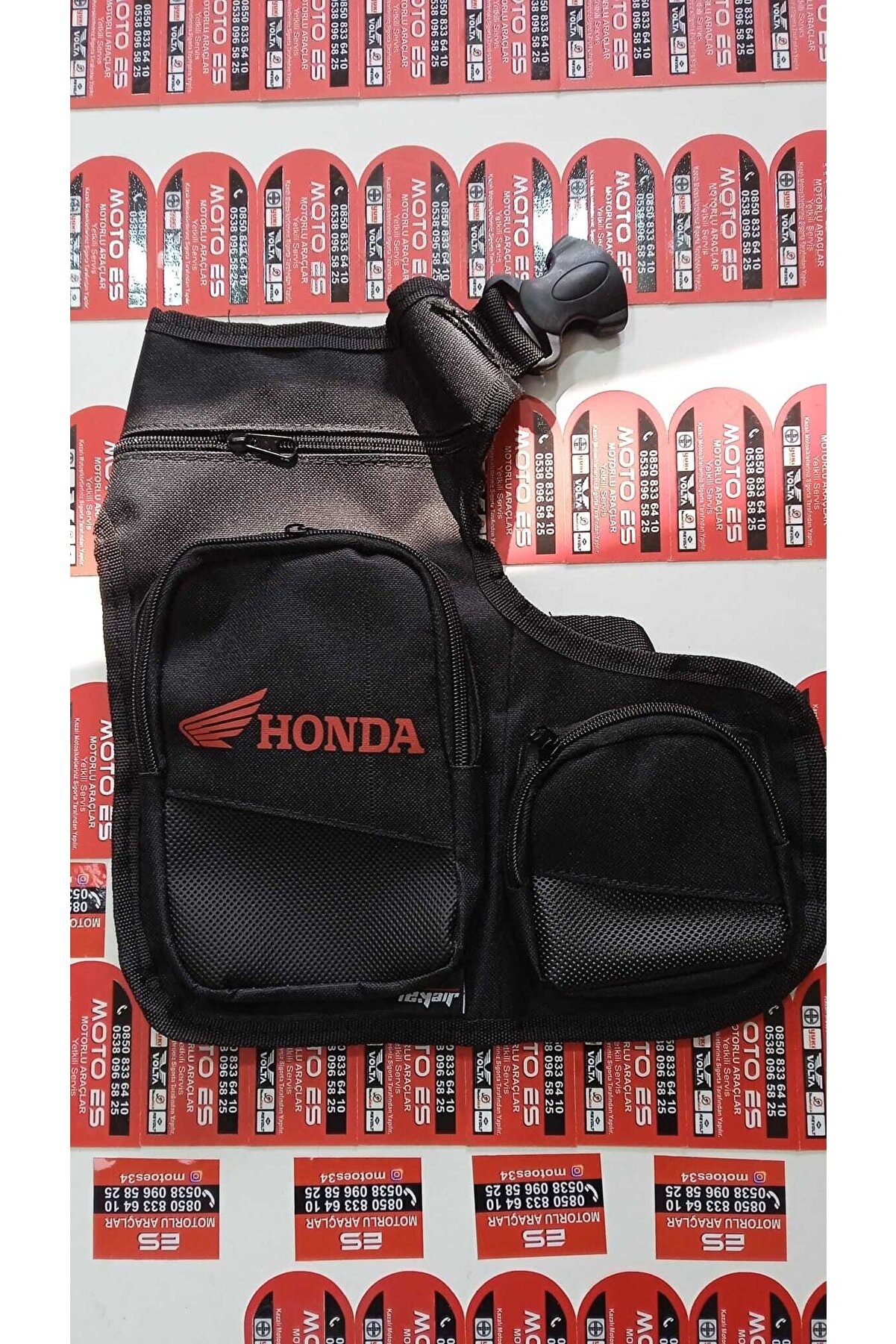 Dai̇nese Motosi̇klet Bacak &Ccedil;antası Honda Reflekt&ouml;rl&uuml; Kırmızı Renk 2 Cepli̇