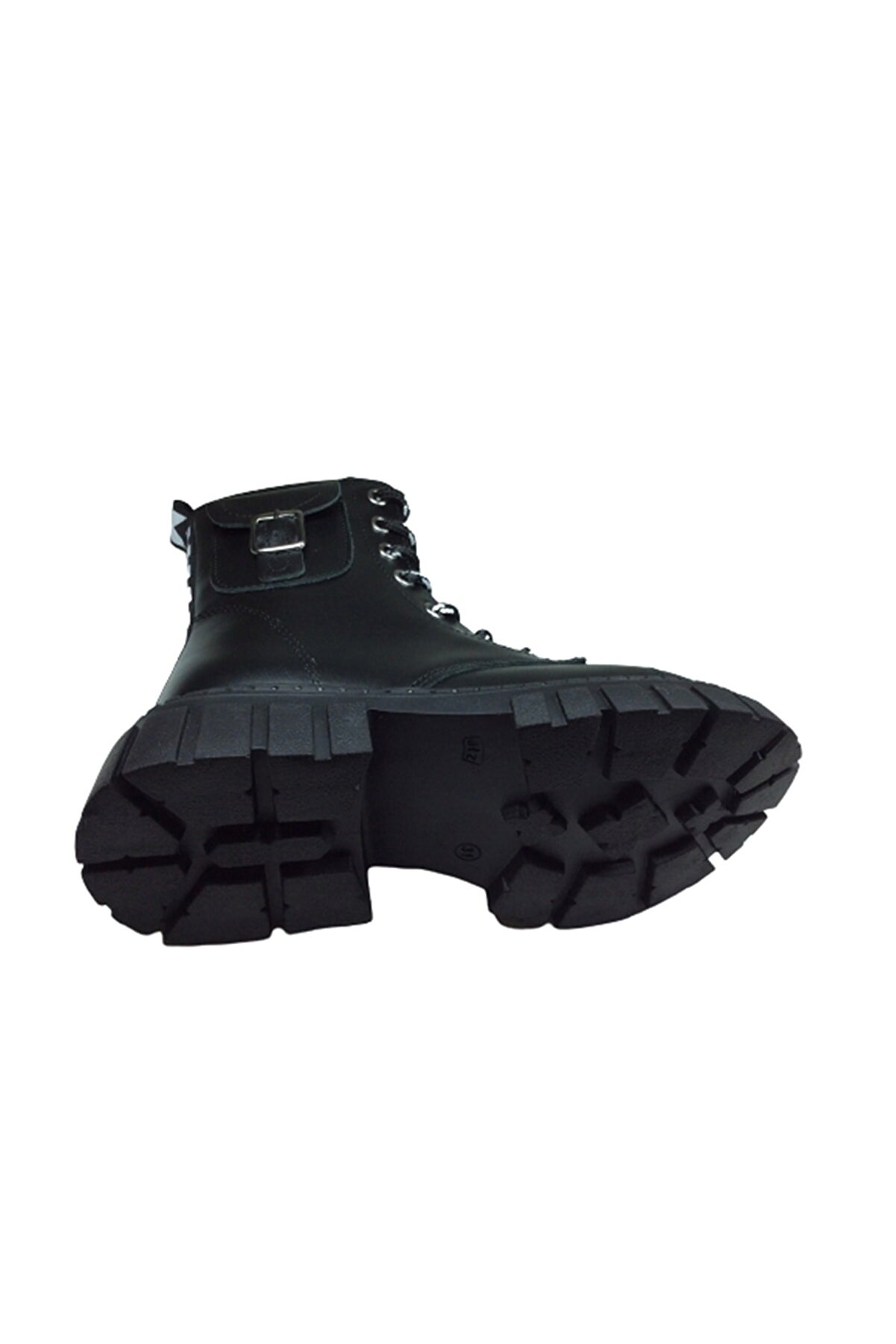 Turkuaz Fi̇let Kız Çocuk Bot Si̇yah Mat % 100 Deri̇ Ortopedi̇k Anatomi̇k Fermuar-Bağcıklı