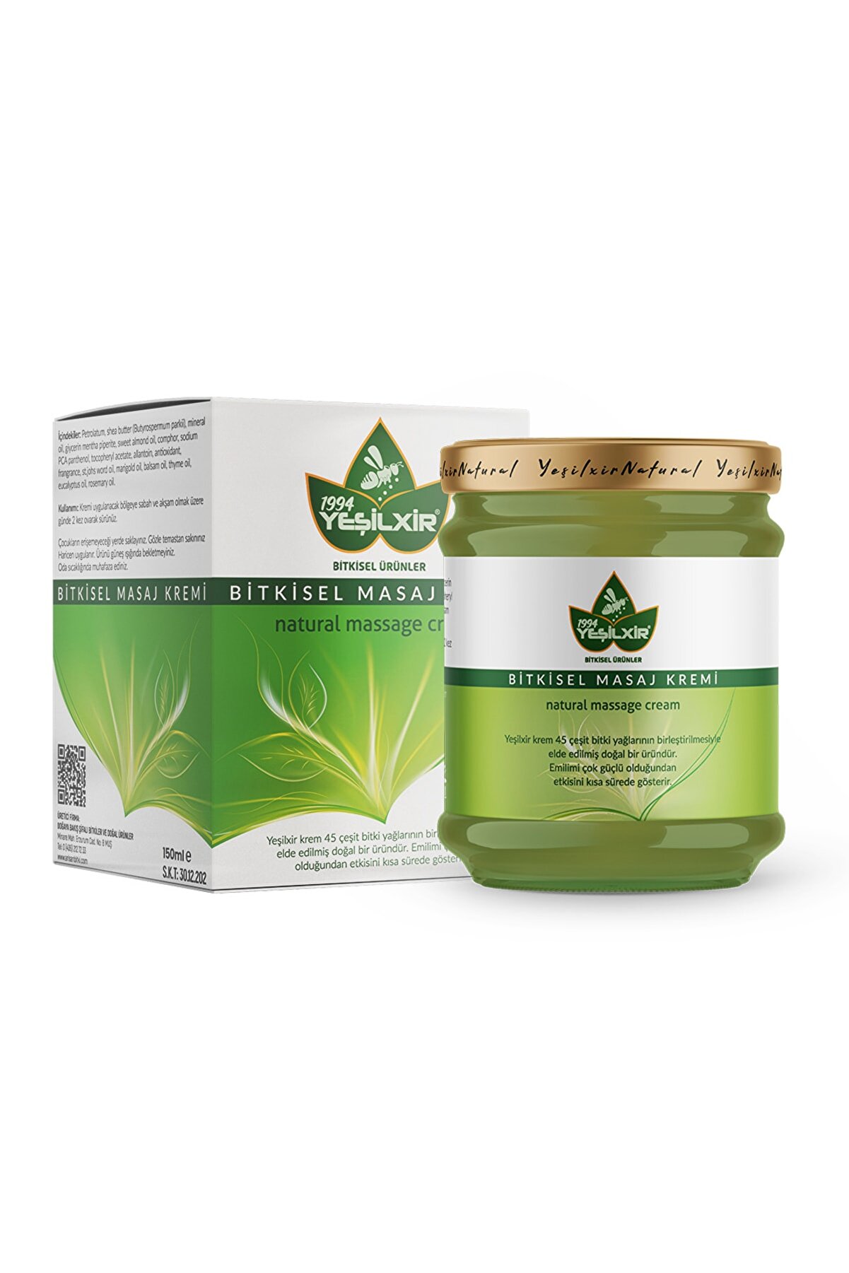 Yeşilxir Yeşilixir Bitkisel Masaj Kremi 150 ml (45 ÇEŞİT ORGANİK YAĞ IÇERİR)