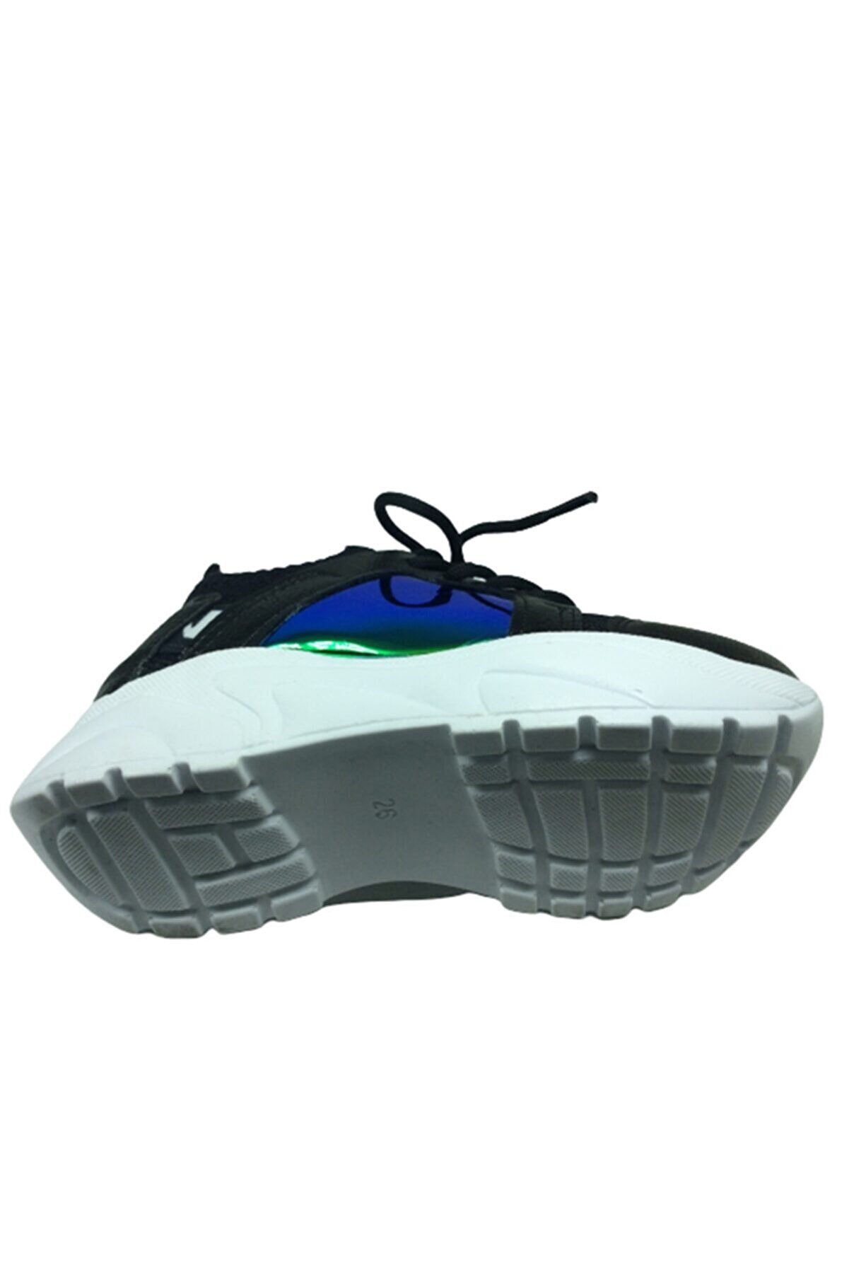 Pati̇k Si̇yah Mavi̇ Hologramlı Kız Çocuk Günlük Spor Ayakkabı Bağcıklı Tri̇ko
