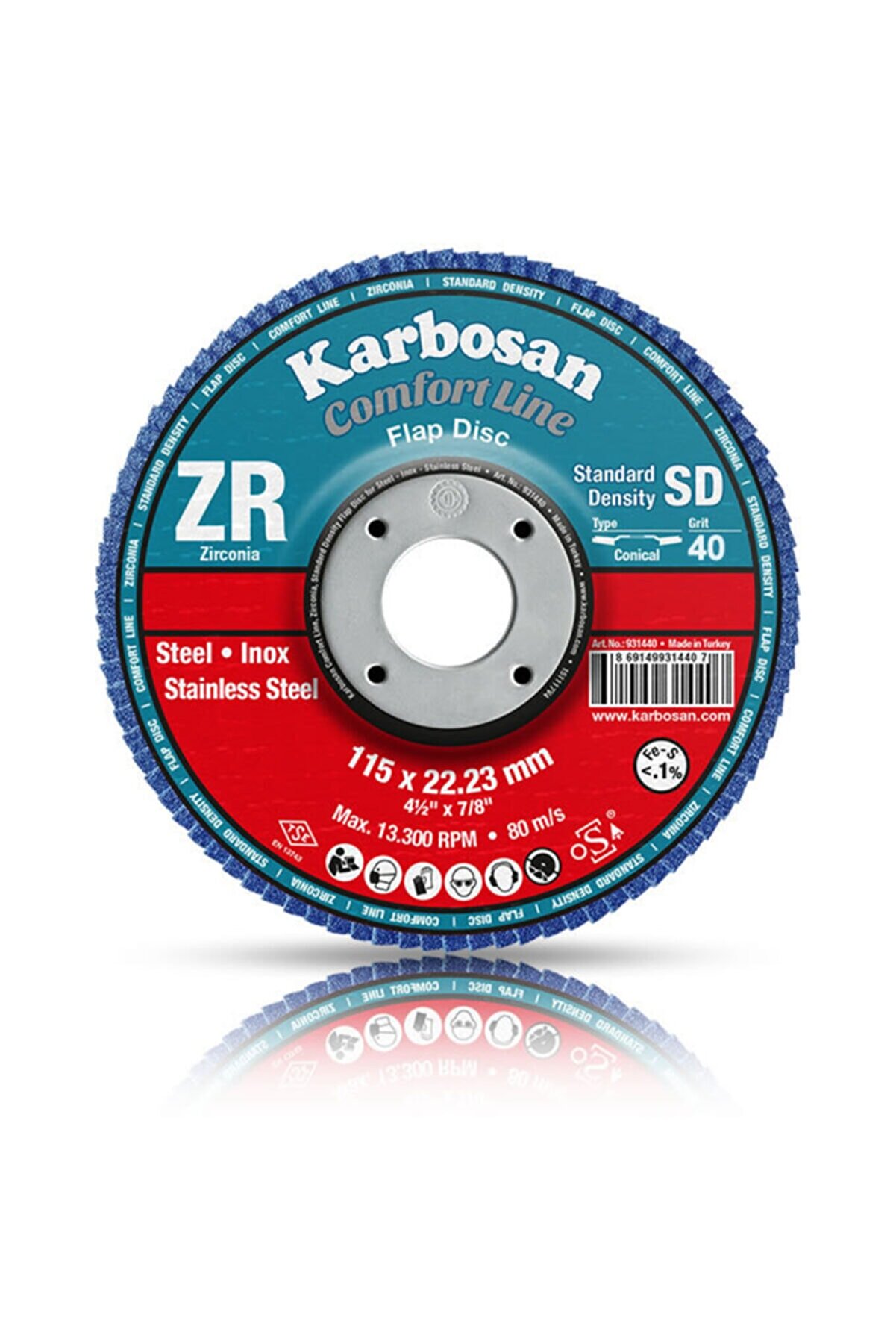 KARBOSAN Comfort Line ZR Flap Disk Zımpara 115mm 100 Kum