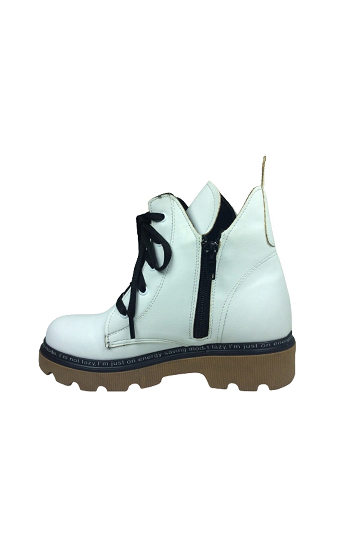 Ortopedi̇kal Fi̇let Kız Çocuk Bot Beyaz Mat Bağcıklı Yanı Fermuarlı