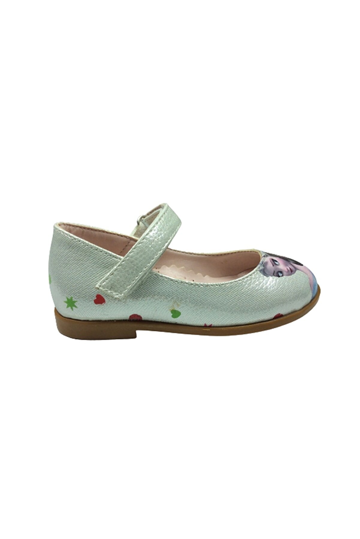 OrtopedikAL 1506 (PLM) Bebe Kız Çocuk Babet Gümüş Frozen Elsa Baskılı Ortopedik Anatomik Cırtlı