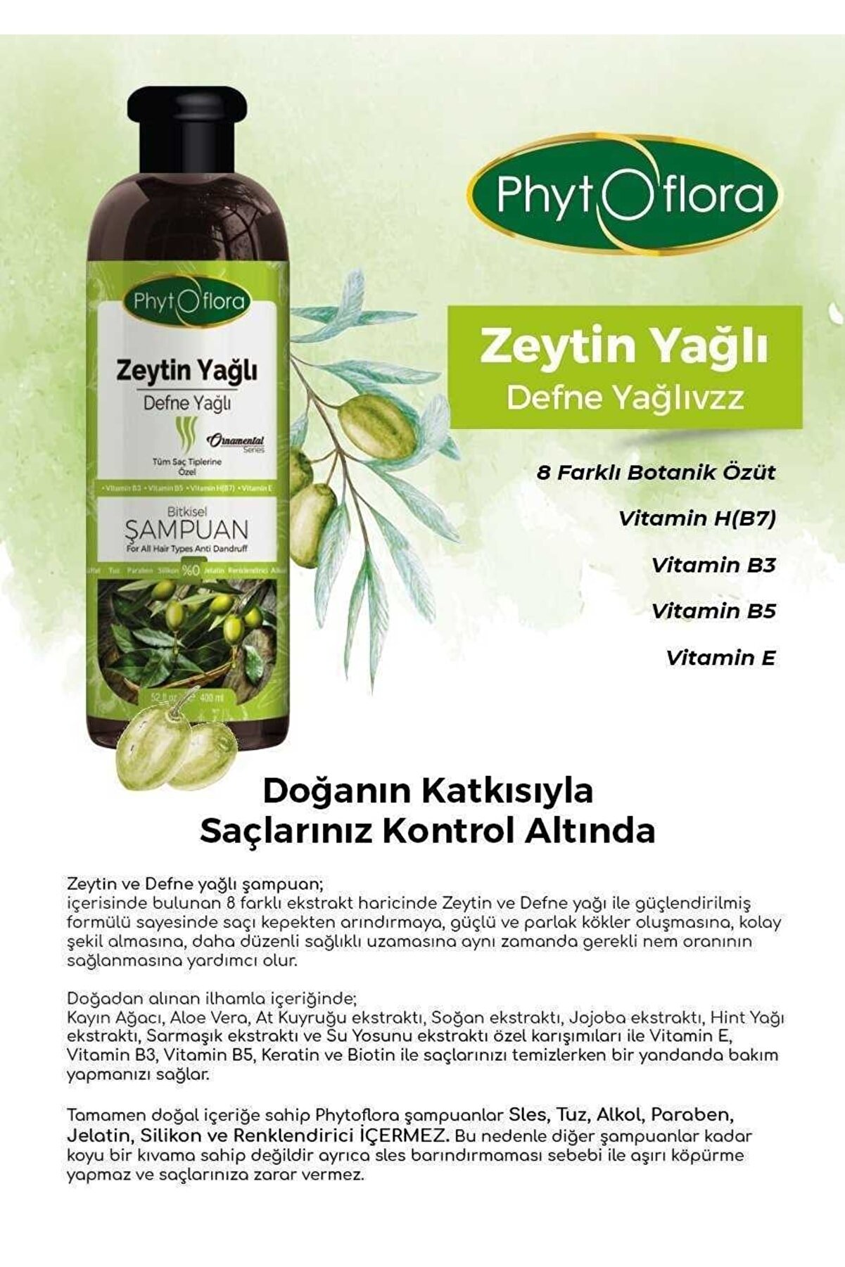 Tuzsuz Tüm Saç Ti̇pleri̇ne Özel Zeyti̇nyağlı Bi̇tki̇sel Şampuan 400 Ml