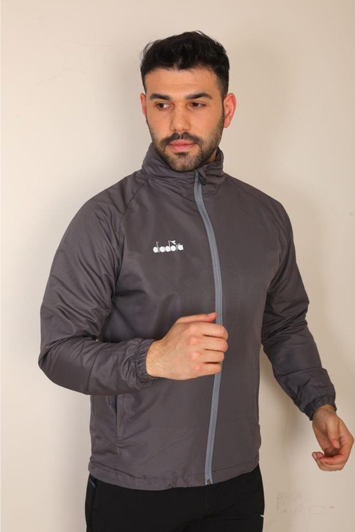 Di̇adora Uni̇sex Gri̇ Ri̇ps Yağmurluk