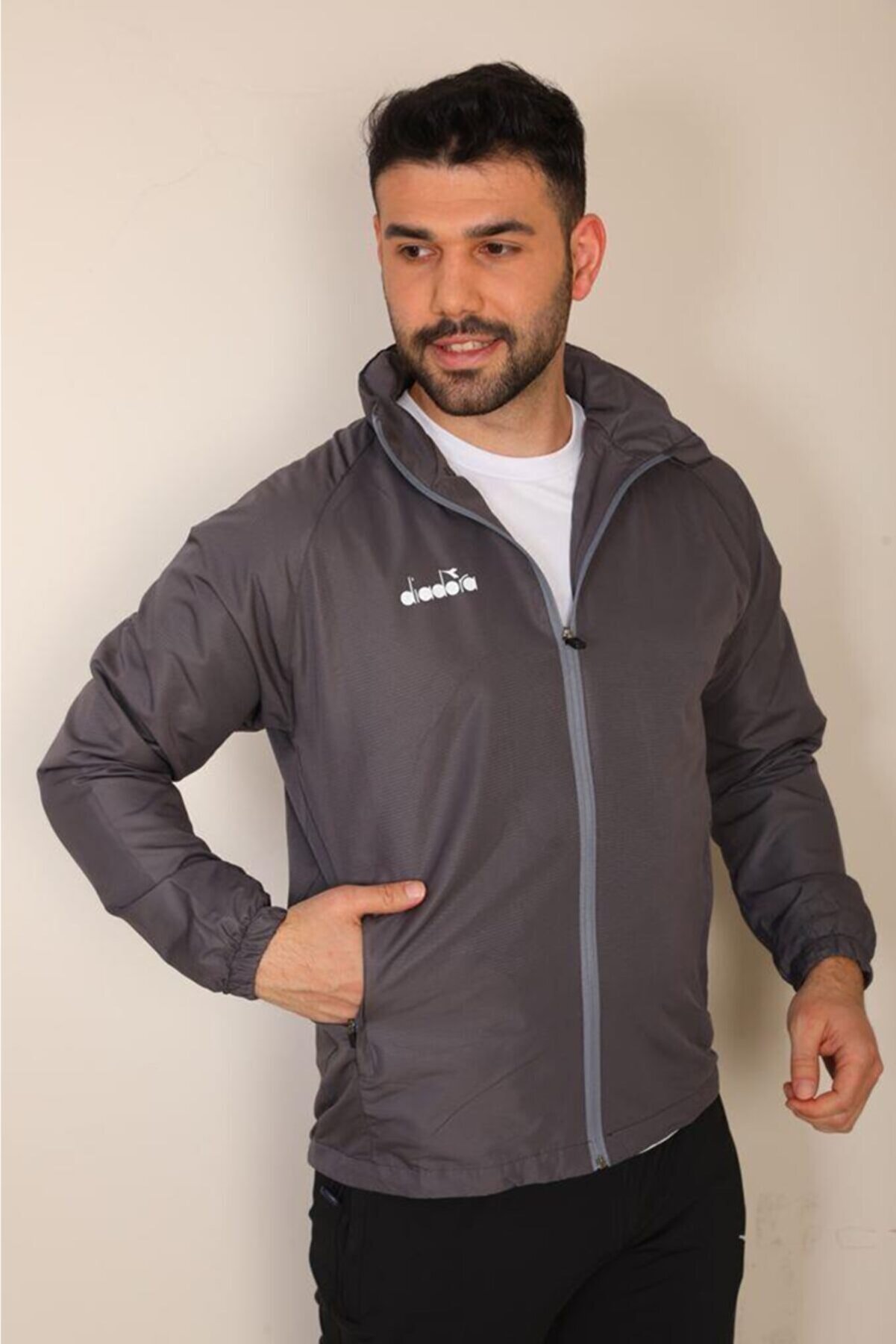 Di̇adora Uni̇sex Gri̇ Ri̇ps Yağmurluk