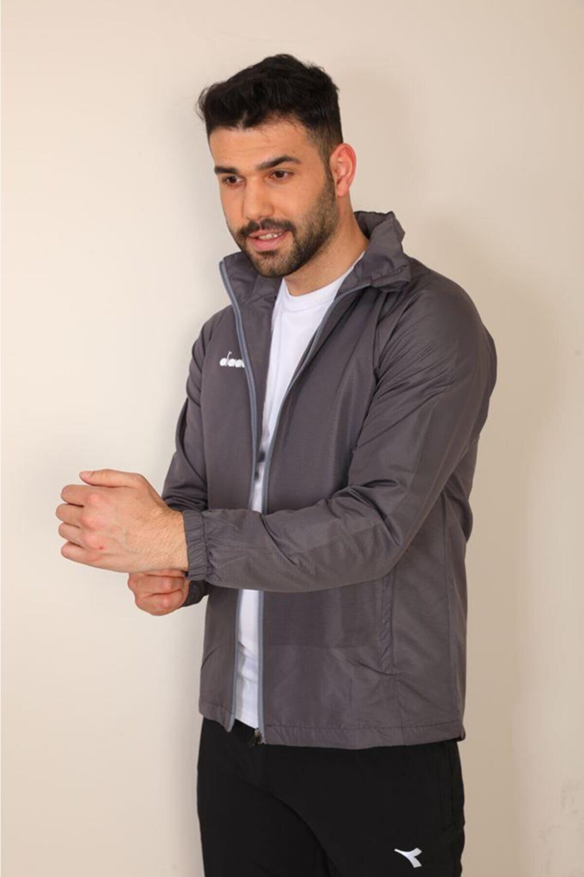 Di̇adora Uni̇sex Gri̇ Ri̇ps Yağmurluk