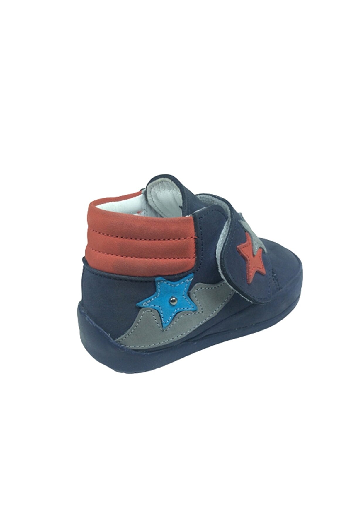 Ortopedi̇kal Erkek Çocuk Bot Laci̇vert Yıldızlı Tek Cırtlı % 100 Deri̇ Ortopedi̇k Anatomi̇k