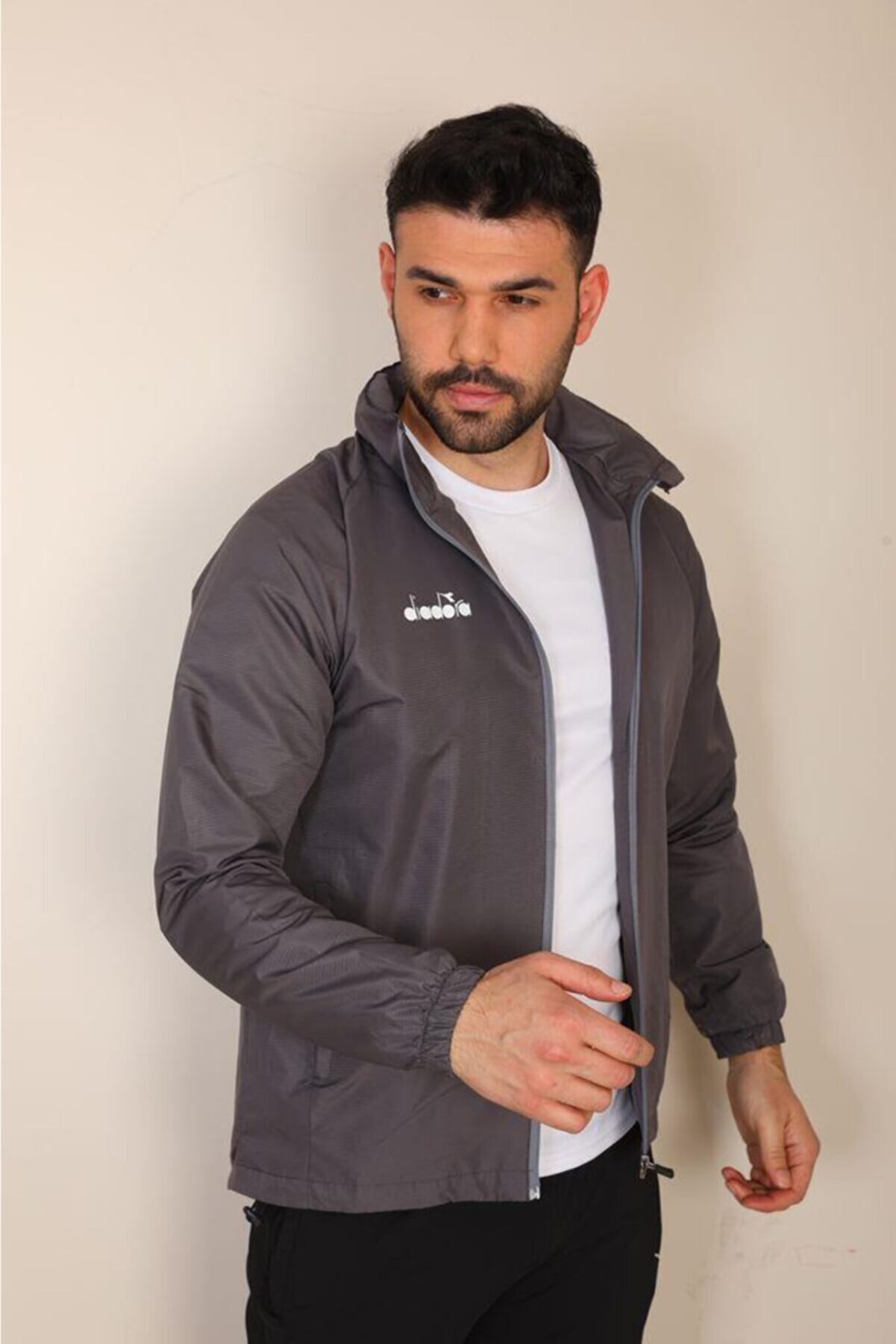 Di̇adora Uni̇sex Gri̇ Ri̇ps Yağmurluk