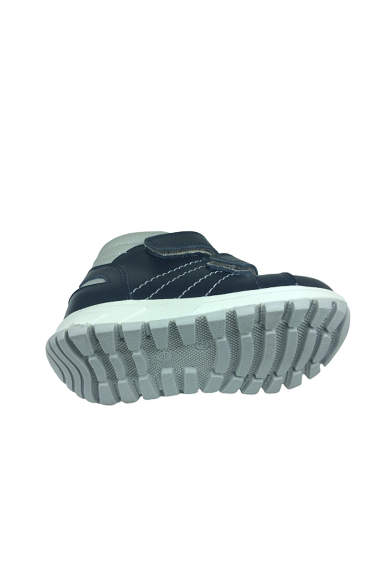 Ortopedi̇kal Bebe Erkek Çocuk Bot Laci̇vert-Gri̇ Cırtlı % 100 Deri̇ Ortopedi̇k Anatomi̇k