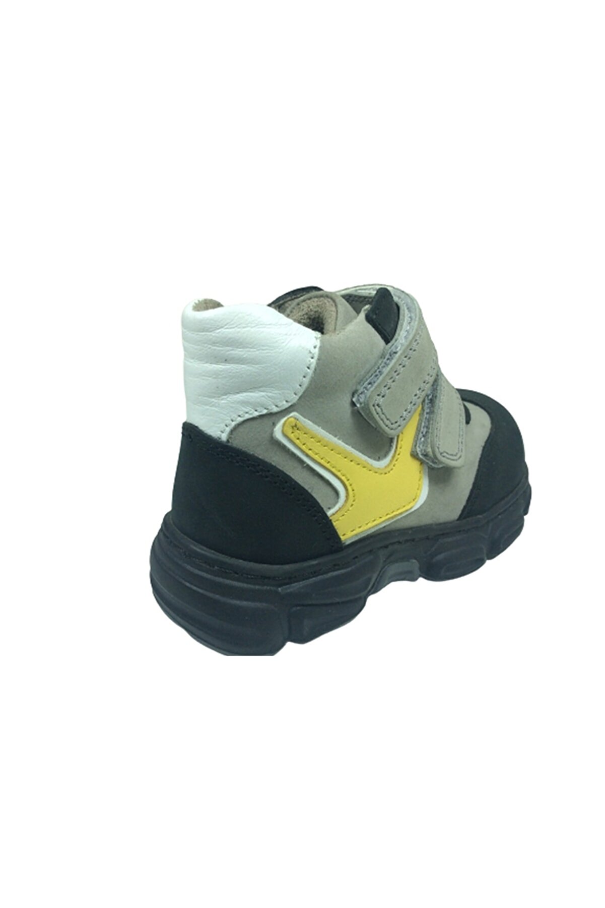 Ortopedi̇kal Bebe Erkek Çocuk Bot Si̇yah-Gri̇ Cırtlı % 100 Deri̇ Ortopedi̇k Anatomi̇k