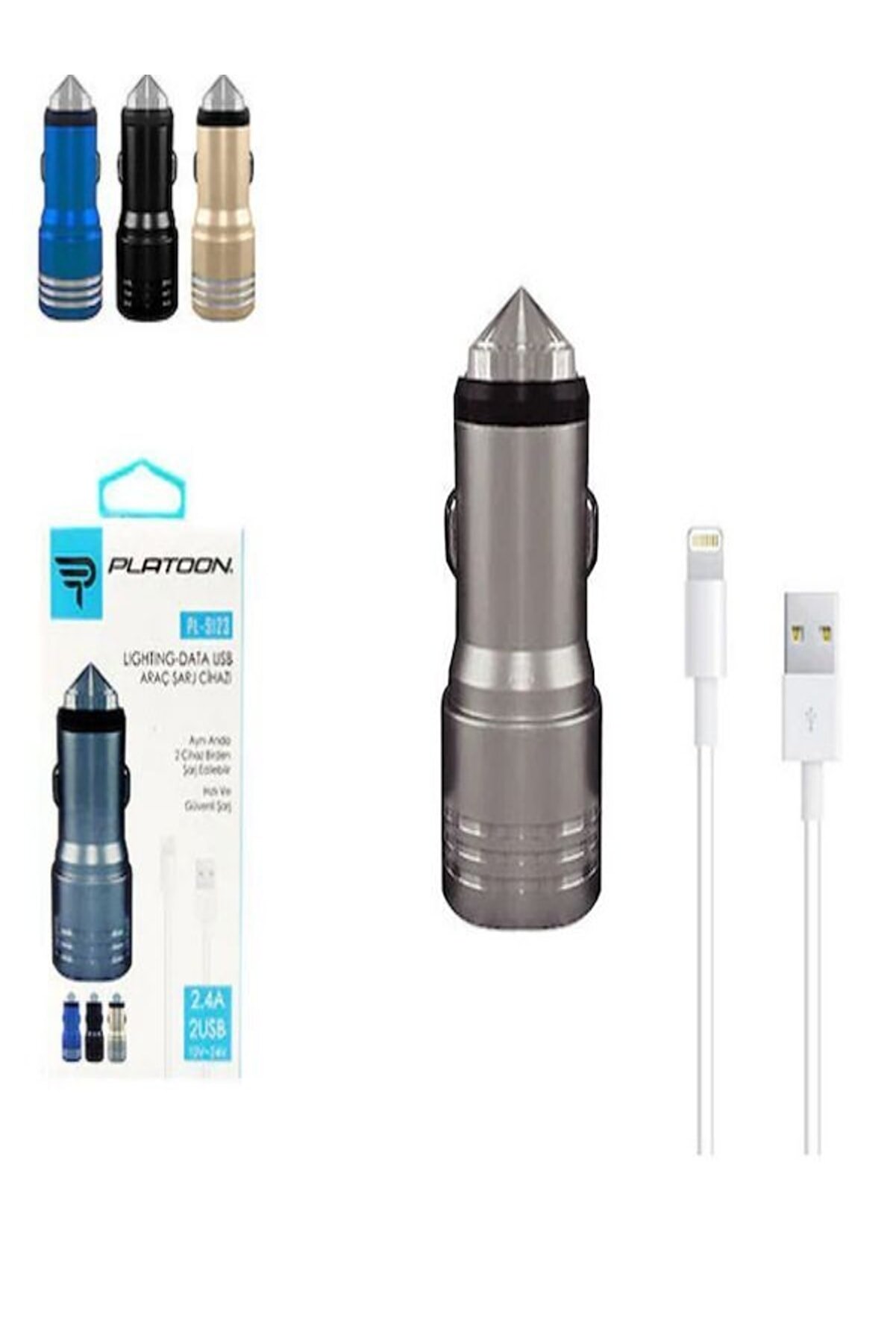 Plato Pl-9123 Set 2.4A &Ccedil;i̇ft Usb -&Ccedil;akmaklık Ara&ccedil; I&ccedil;i̇ Şarj Ci̇hazı