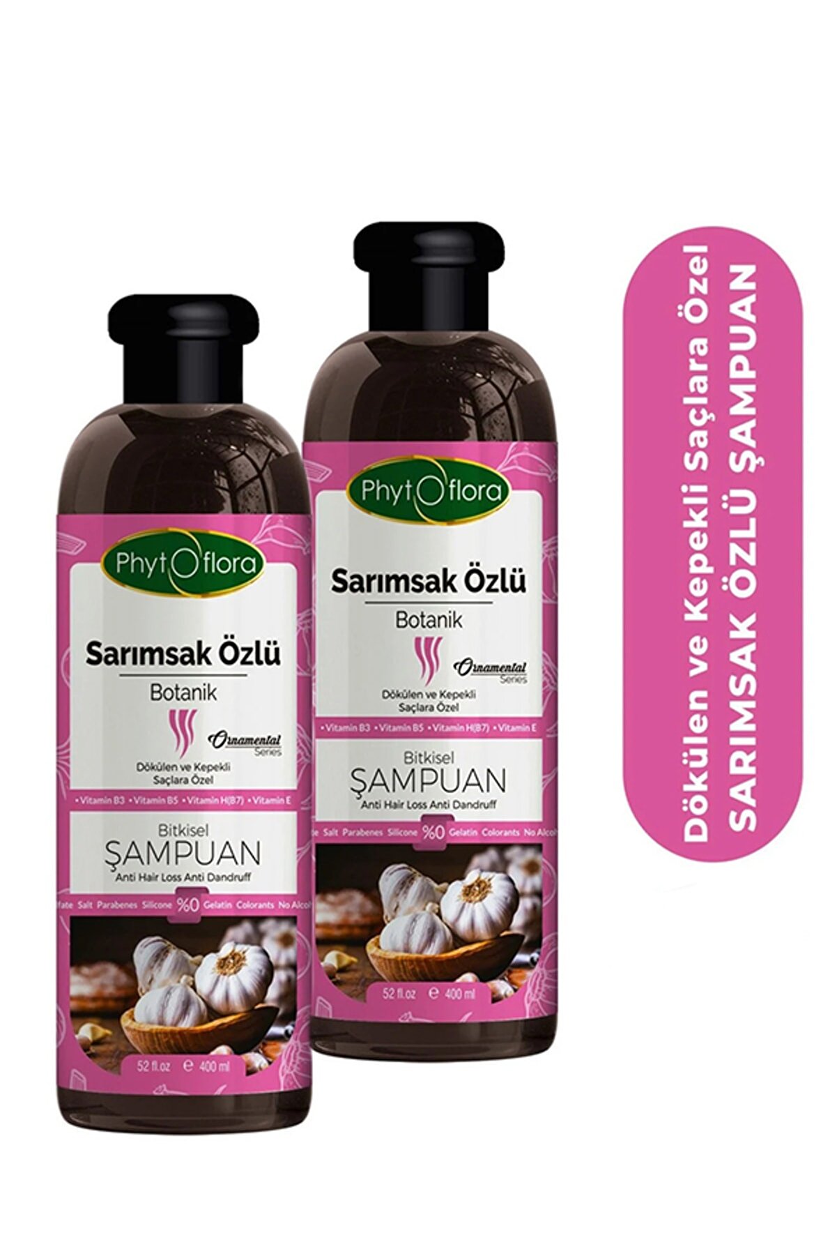 Tuzsuz Yağlı Ve Dökülen Ve Kepekli̇ Saçlara Özel Sarımsak Özlü Bi̇tki̇sel Şampuan 400 Ml, 2 Adet