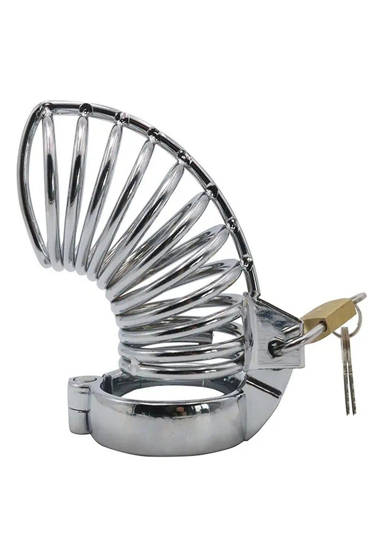 Erox Stai̇nless Metal Peni̇s Kafesi̇ Ve Metal Halkalı Peni̇s Ki̇li̇di̇ 50 Mm