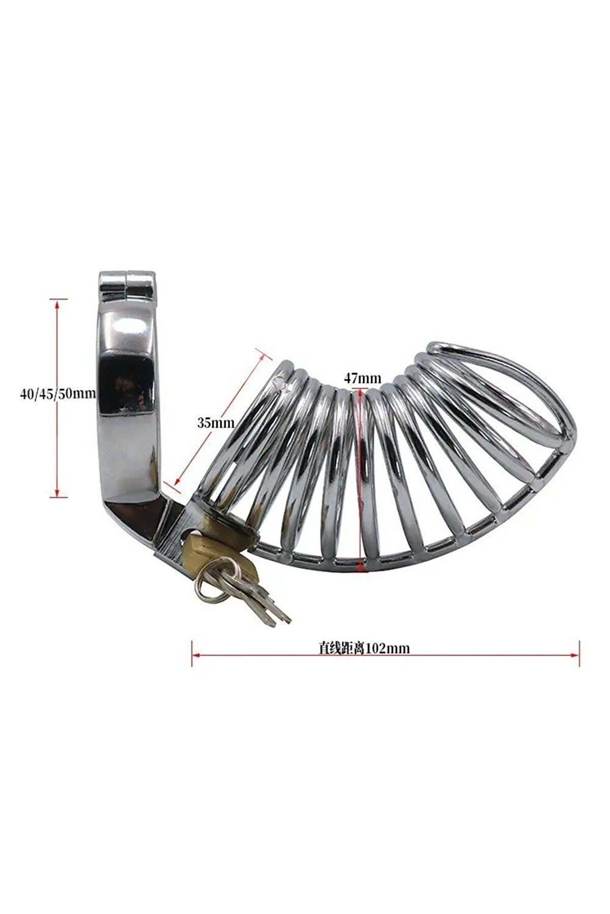 Erox Stai̇nless Metal Peni̇s Kafesi̇ Ve Metal Halkalı Peni̇s Ki̇li̇di̇ 45 Mm