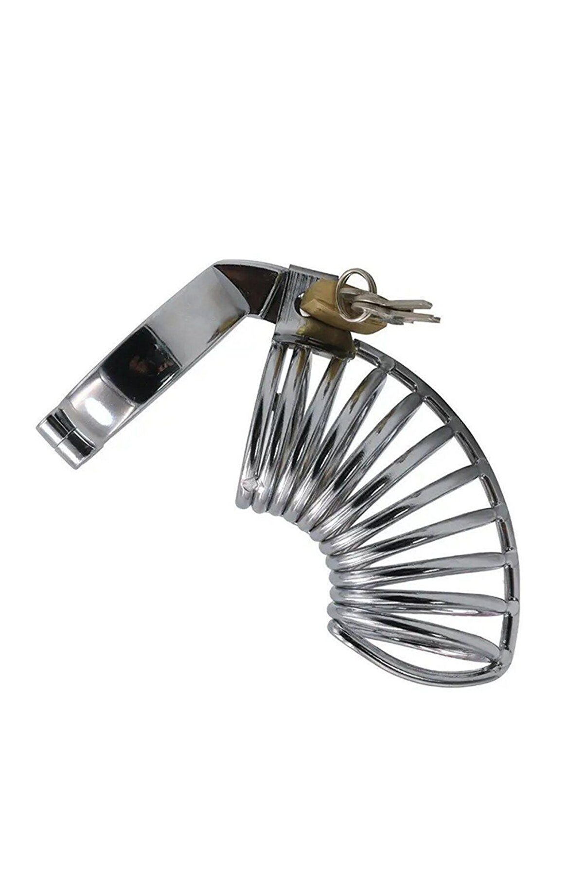 Erox Stai̇nless Metal Peni̇s Kafesi̇ Ve Metal Halkalı Peni̇s Ki̇li̇di̇ 45 Mm