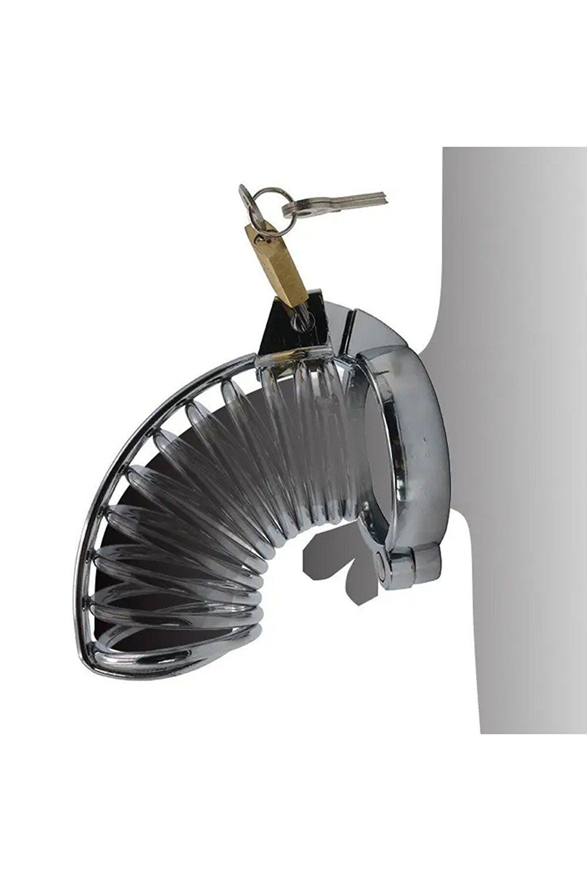 Erox Stai̇nless Metal Peni̇s Kafesi̇ Ve Metal Halkalı Peni̇s Ki̇li̇di̇ 45 Mm