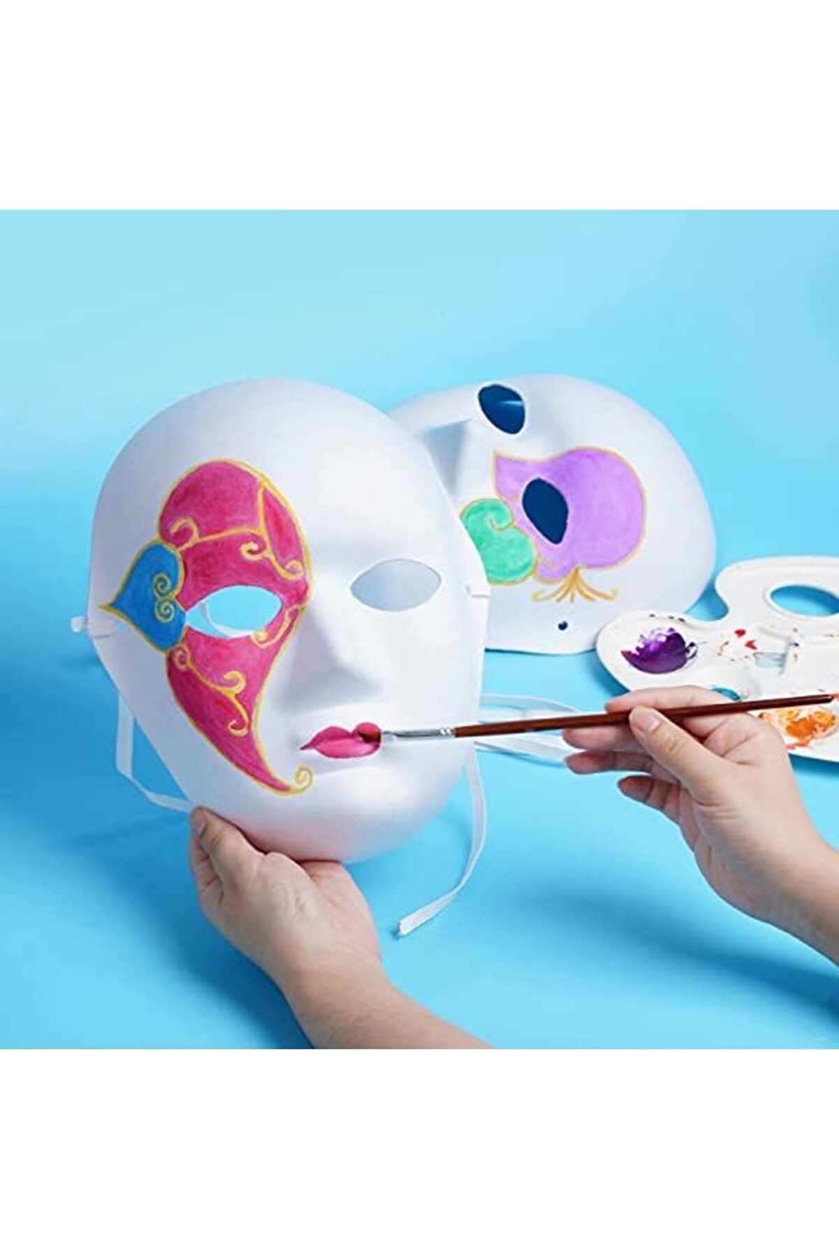 Go İthalat Beyaz Renk Boyanabi̇li̇r Anoni̇m Tam Y&uuml;z Cosplay Maske 24X18 Cm