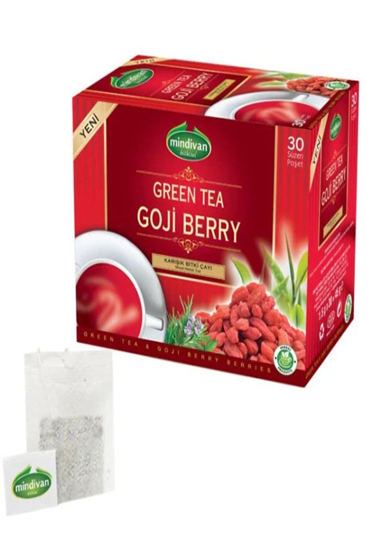 Mindivan Yeşil Çay Goji Berry Karışık Bitki Çayı 30 Lu Süzen Poşet