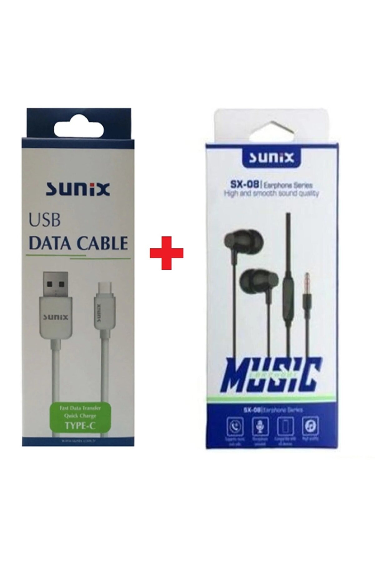 Suni̇xs Suni̇x Fast Data Cable Usb Type C Sc-62 + Suni̇x Sx-08 Kablolu Kulaklık