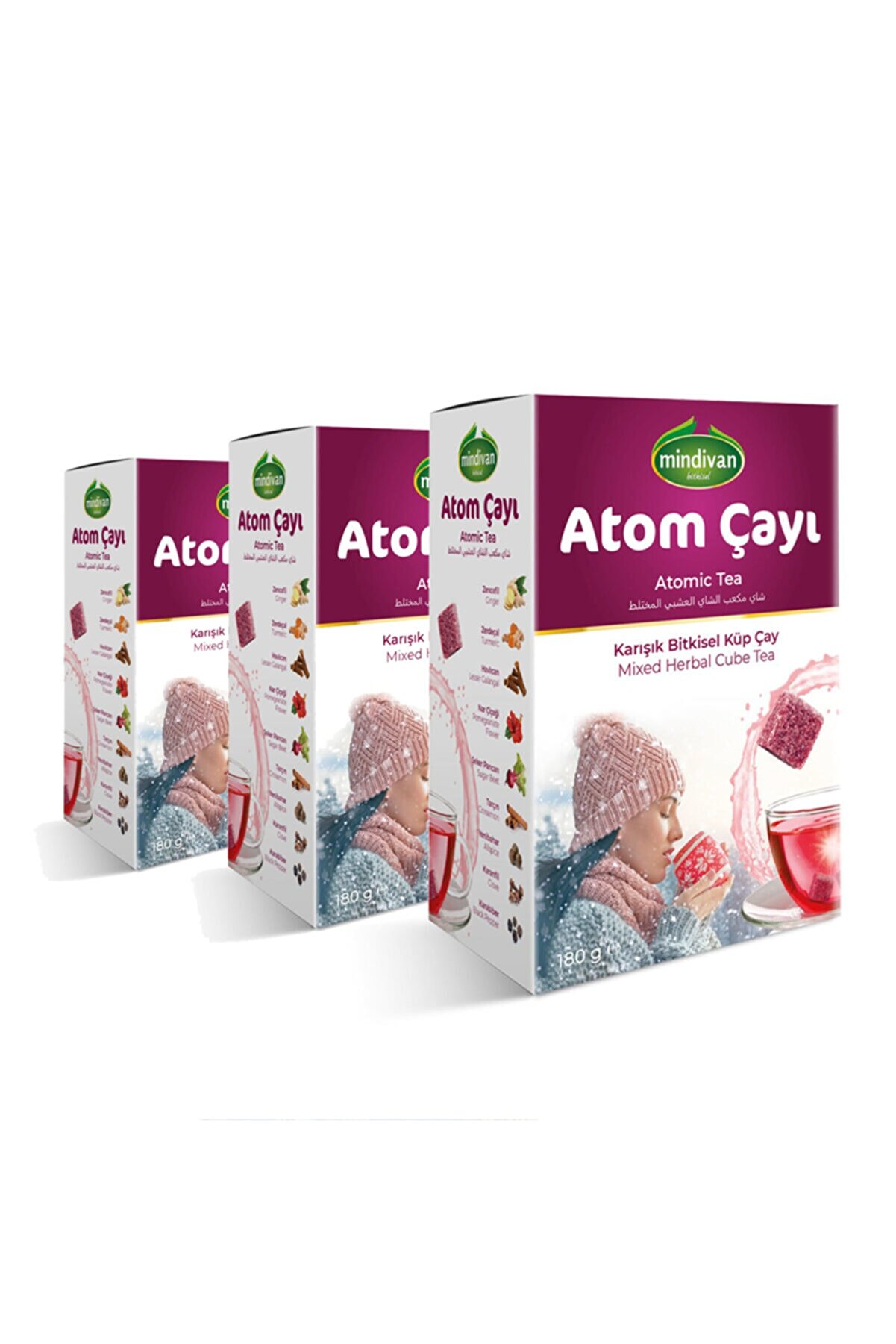Atom Küp Şekli̇nde Kış Çayı X 3 Adet