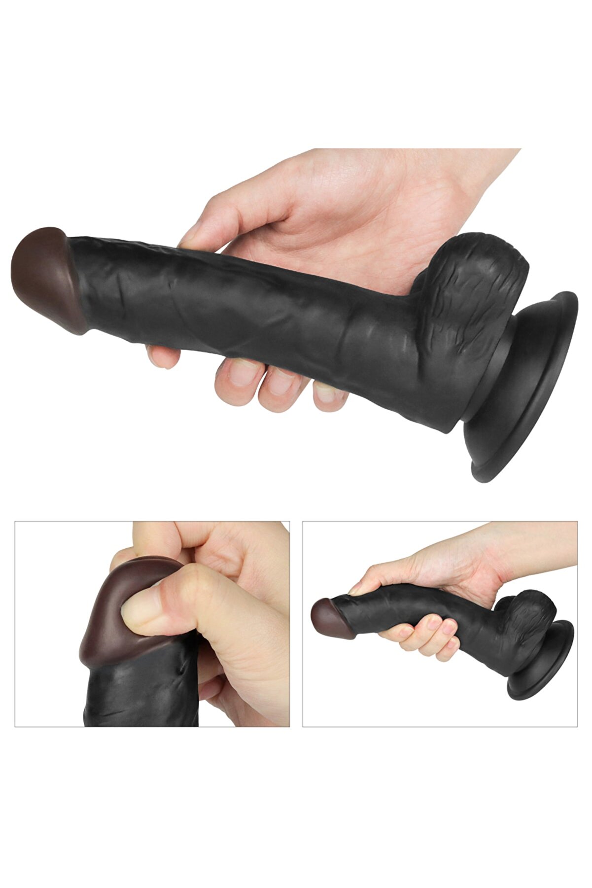 Meyrabest Belden Bağlamalı Ti̇treşi̇mli̇ Ultra Yumuşak Ger&ccedil;ek&ccedil;i̇ Et Dokulu Reali̇sti̇k Zenci̇ Vi̇brat&ouml;r Di̇ldo 20 Cm