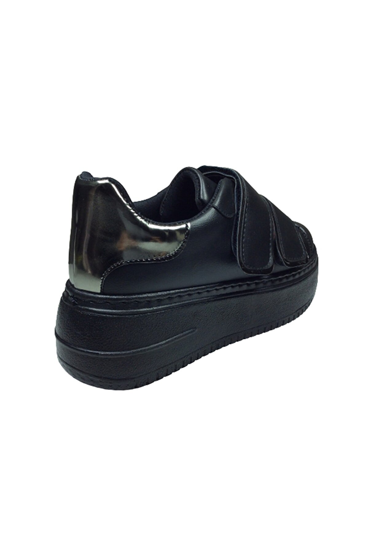 2001 Womenly Moda Sıyah Cırtlı Kadın Sneaker Spor Ayakkabı