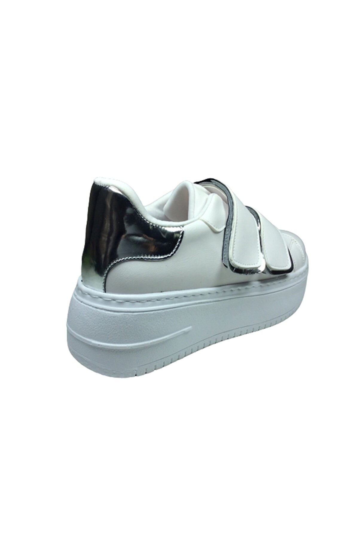 2001 Womenly Moda Beyaz Cırtlı Kadın Sneaker Spor Ayakkabı