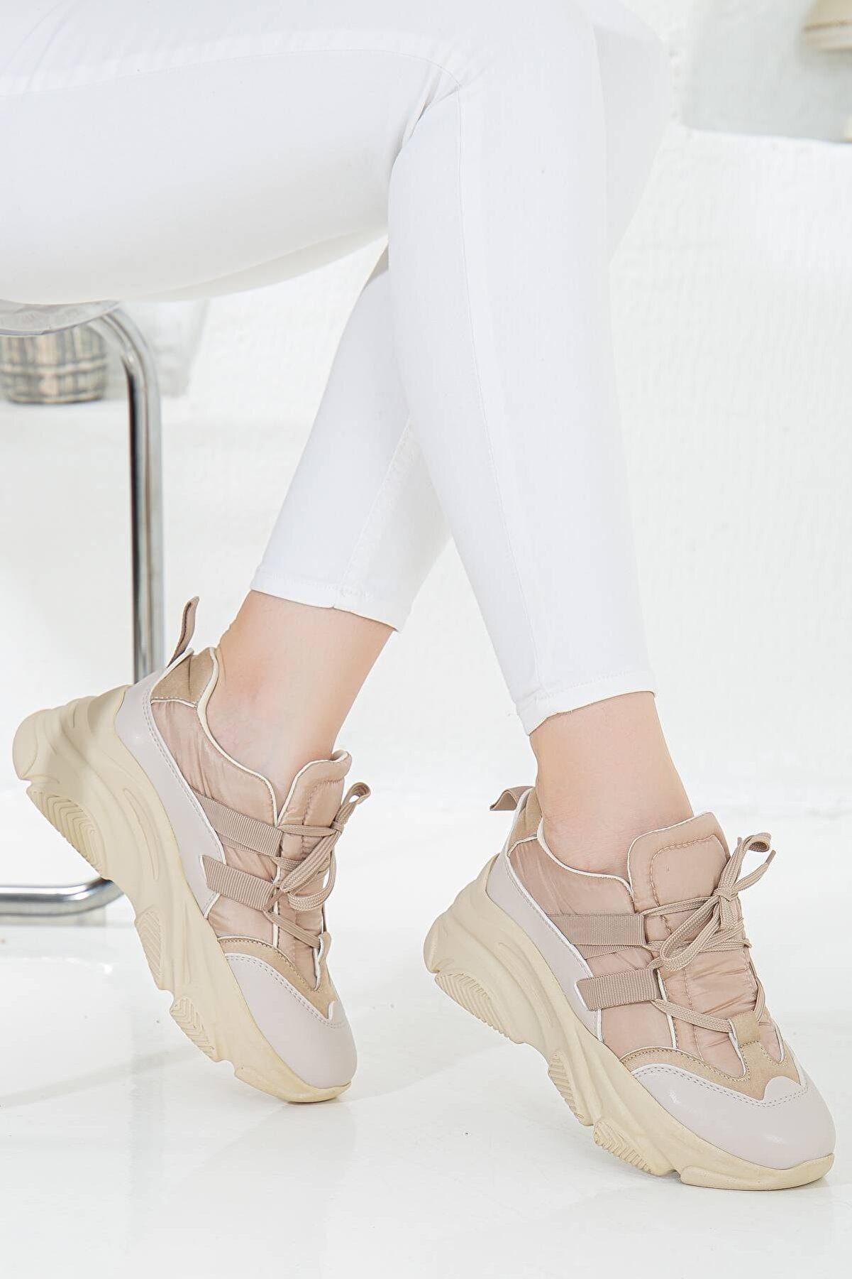 Gult Kadın Kalın Taban Spor Ayakkabı Nude