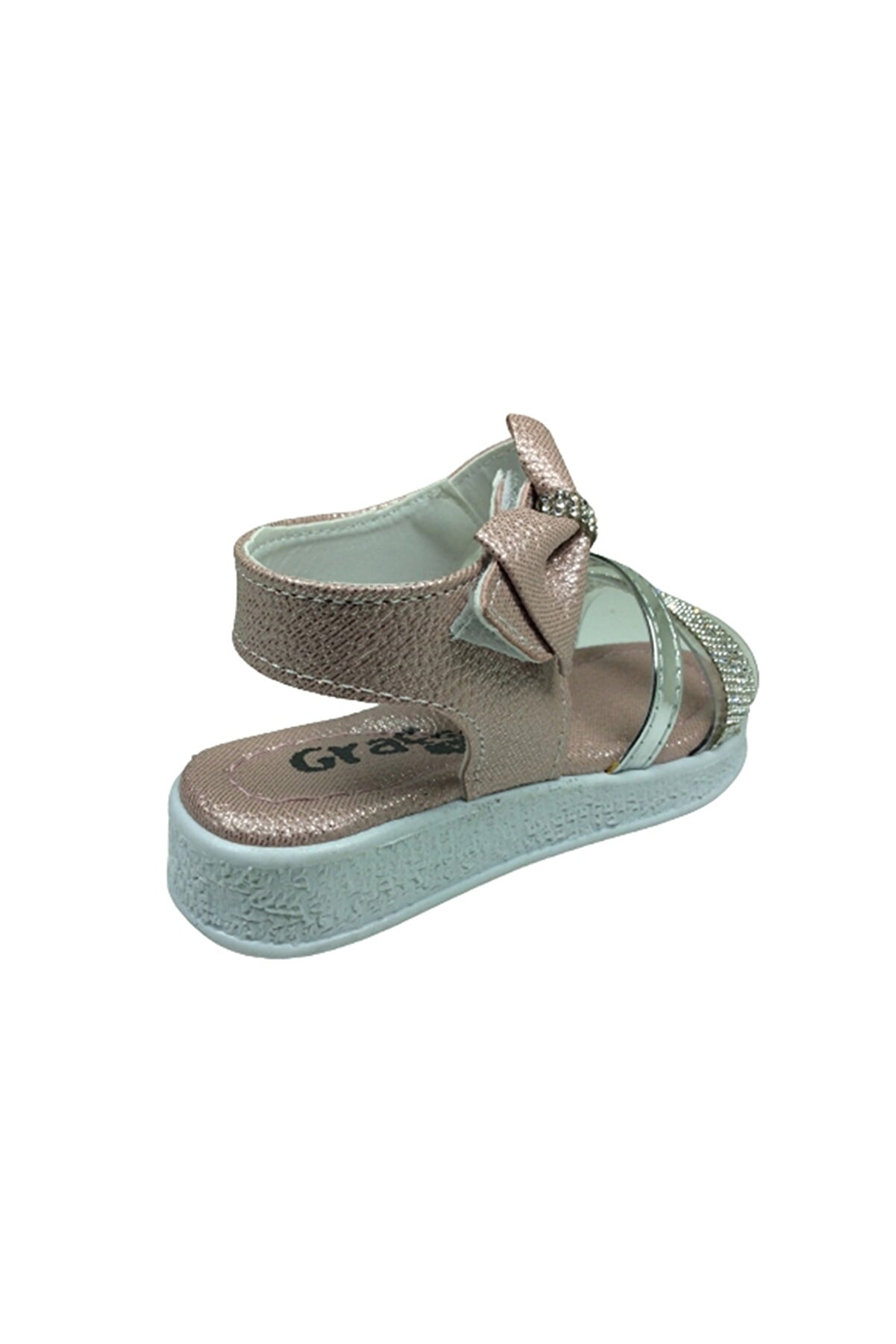 Grafen Pati̇k Kız Çocuk Sandalet Pudra Şeffaf Taşlı Abi̇ye Ayakkabı