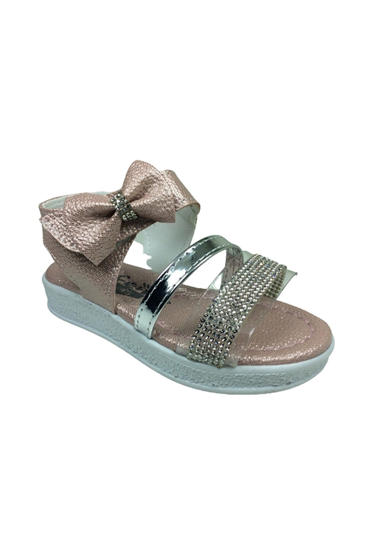 Grafen Pati̇k Kız Çocuk Sandalet Pudra Şeffaf Taşlı Abi̇ye Ayakkabı