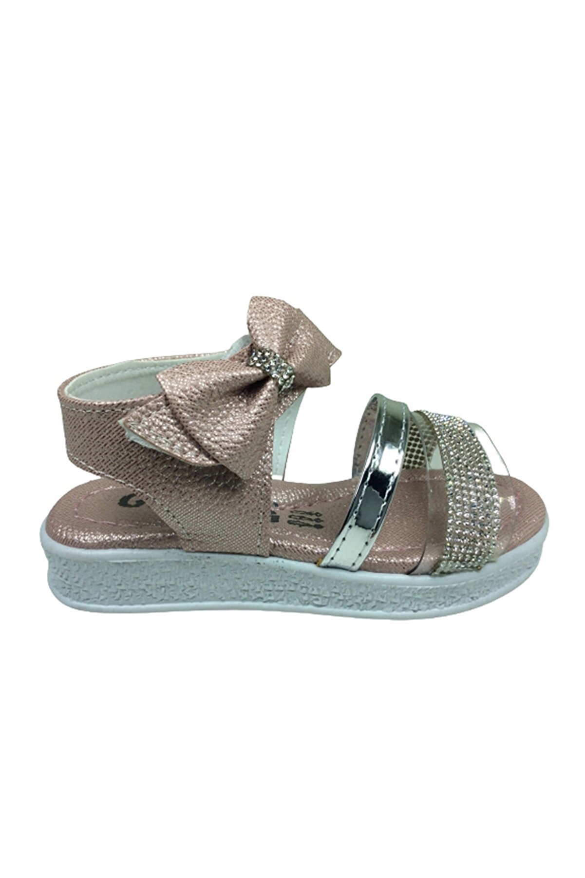 OrtopedikAL Grafen Patik Kız Çocuk Sandalet Pudra Şeffaf Taşlı Abiye Ayakkabı