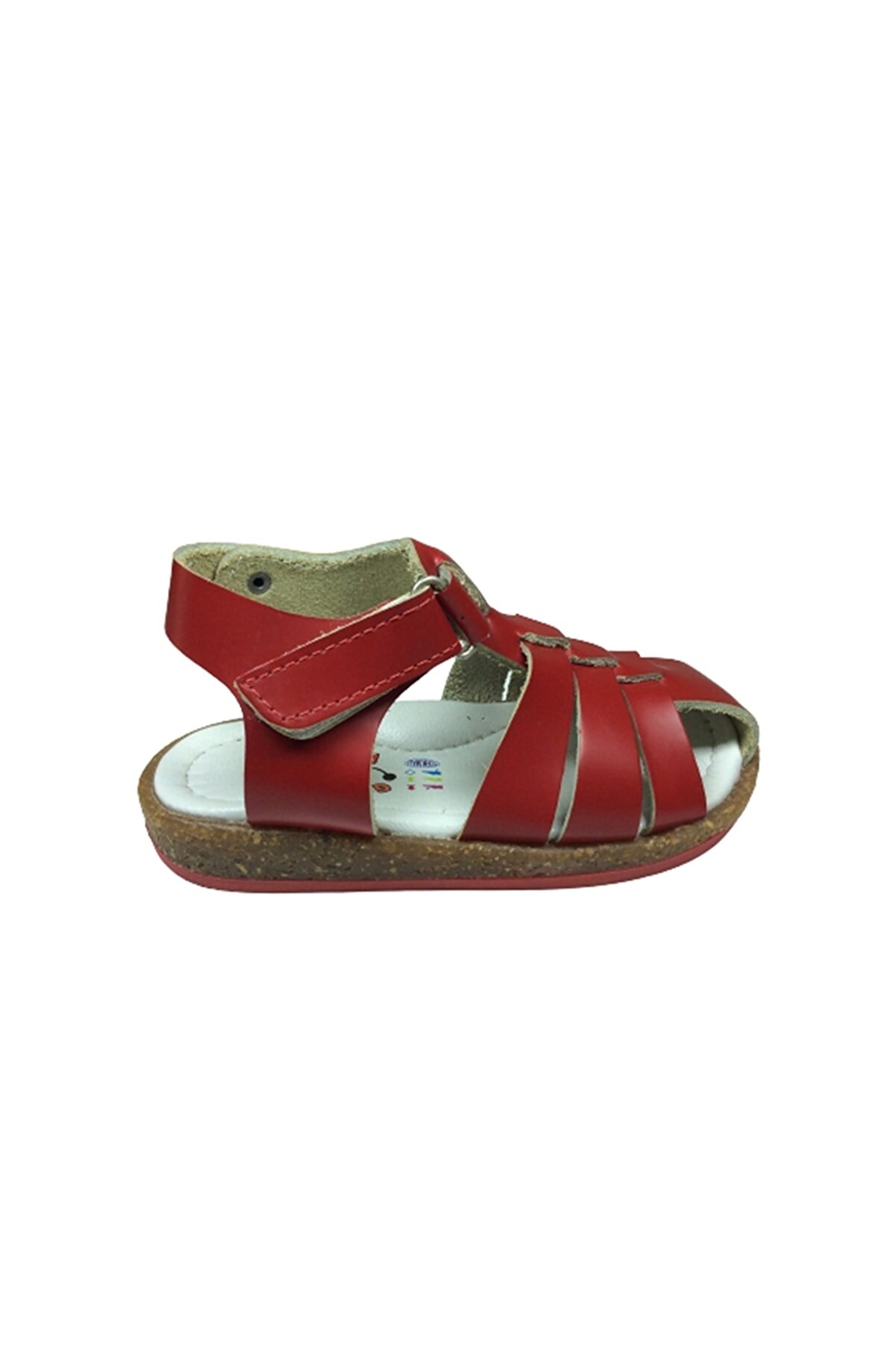 OrtopedikAL 1001 Bebe Unisex Kız Erkek Sandalet Kırmızı Direkli Bilekten Cırtlı % 100 Deri
