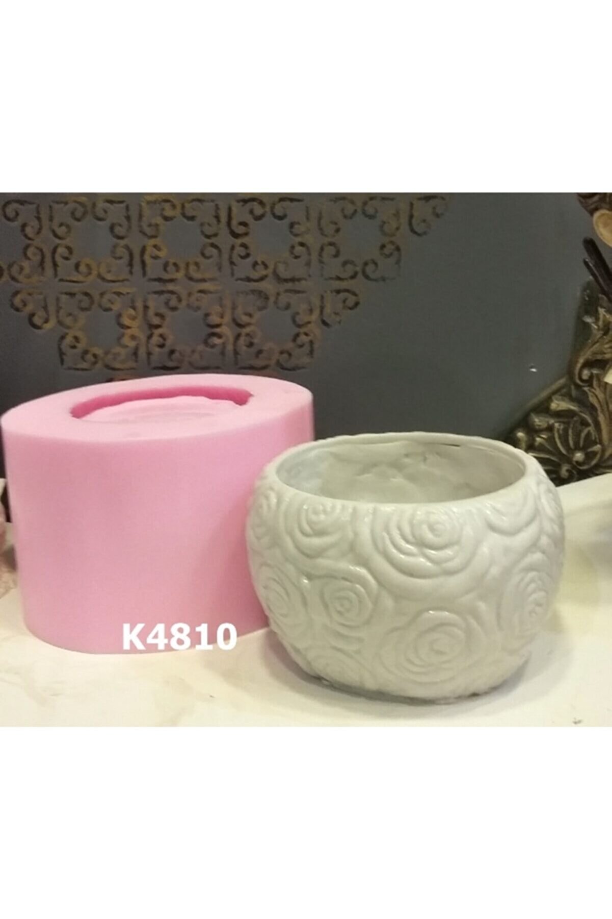 Kalıpcınızburada Güllü Saksı Si̇li̇kon Kalıp