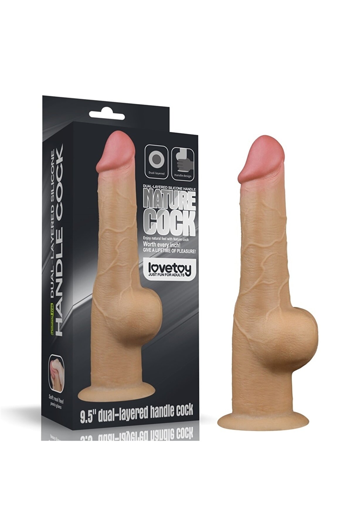 Meyrabest 24 Cm 9.5   Dual Layered Handle Plati̇ni̇um Sli̇cone Cock Di̇ldo