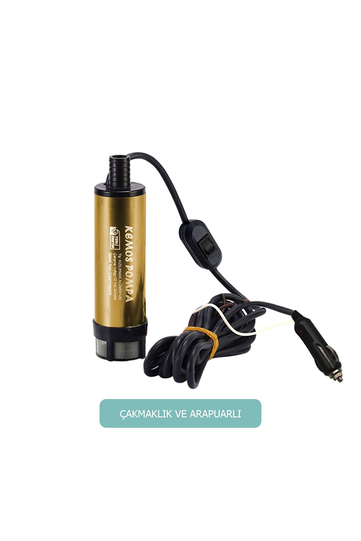 Kemos Kızılırmak 12 Volt Alümi̇nyum Dalgıç Ti̇pi̇ Sıvı Aktarma Pompası (Fi̇ltreli̇ + Arapuarlı + Çakmaklıklı)
