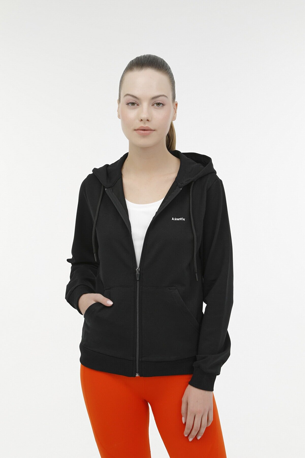Ki̇neti̇x W-Sn85 Basıc Full Zıp Hoo Si̇yah Kadın Eşofman Üstü