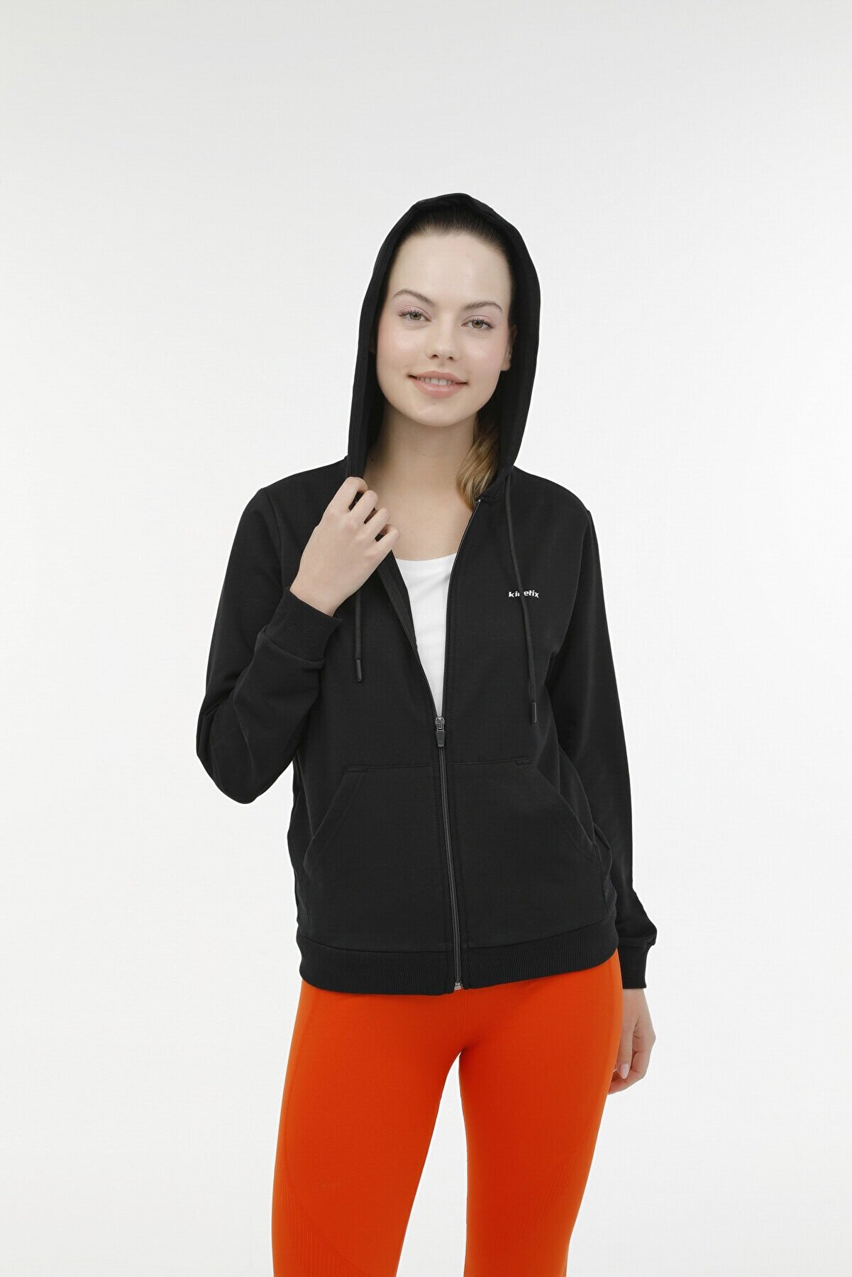 Ki̇neti̇x W-Sn85 Basıc Full Zıp Hoo Si̇yah Kadın Eşofman Üstü