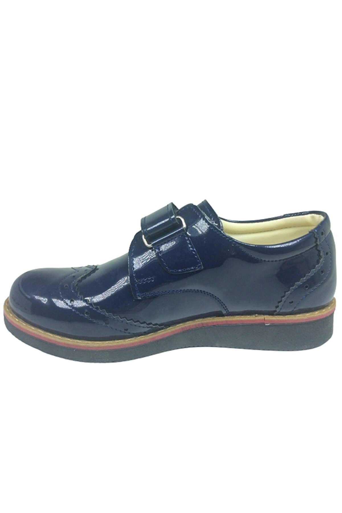 Ortopedi̇kal (Saçlı) Kız Erkek Uni̇sex Fi̇let Laci̇vert Rugan Cırtlı Oxford Termo Tabanlı Ayakkabı