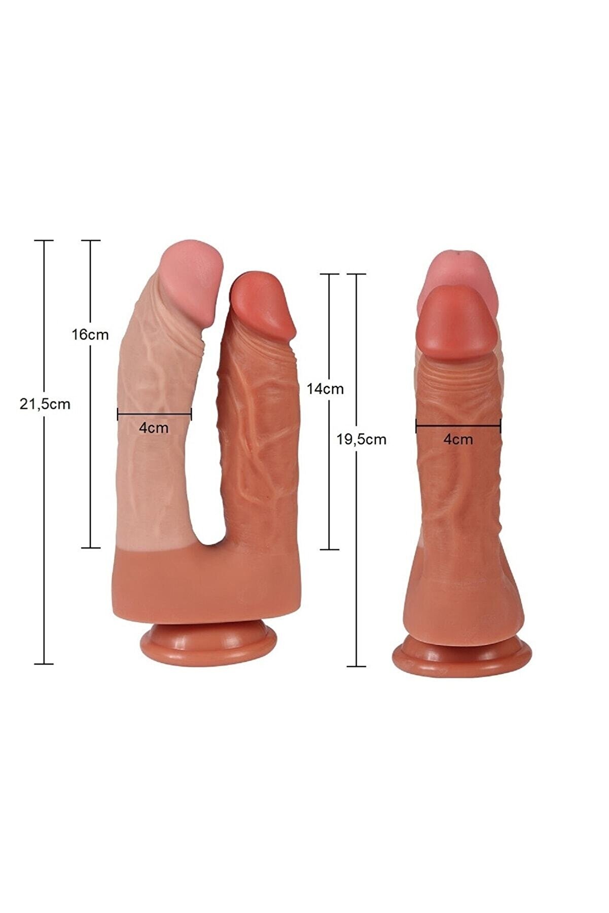 Meyrabest Jami̇e &Ccedil;i̇ft Katmanlı Sli̇kon &Ccedil;atal Peni̇s Di̇ldo