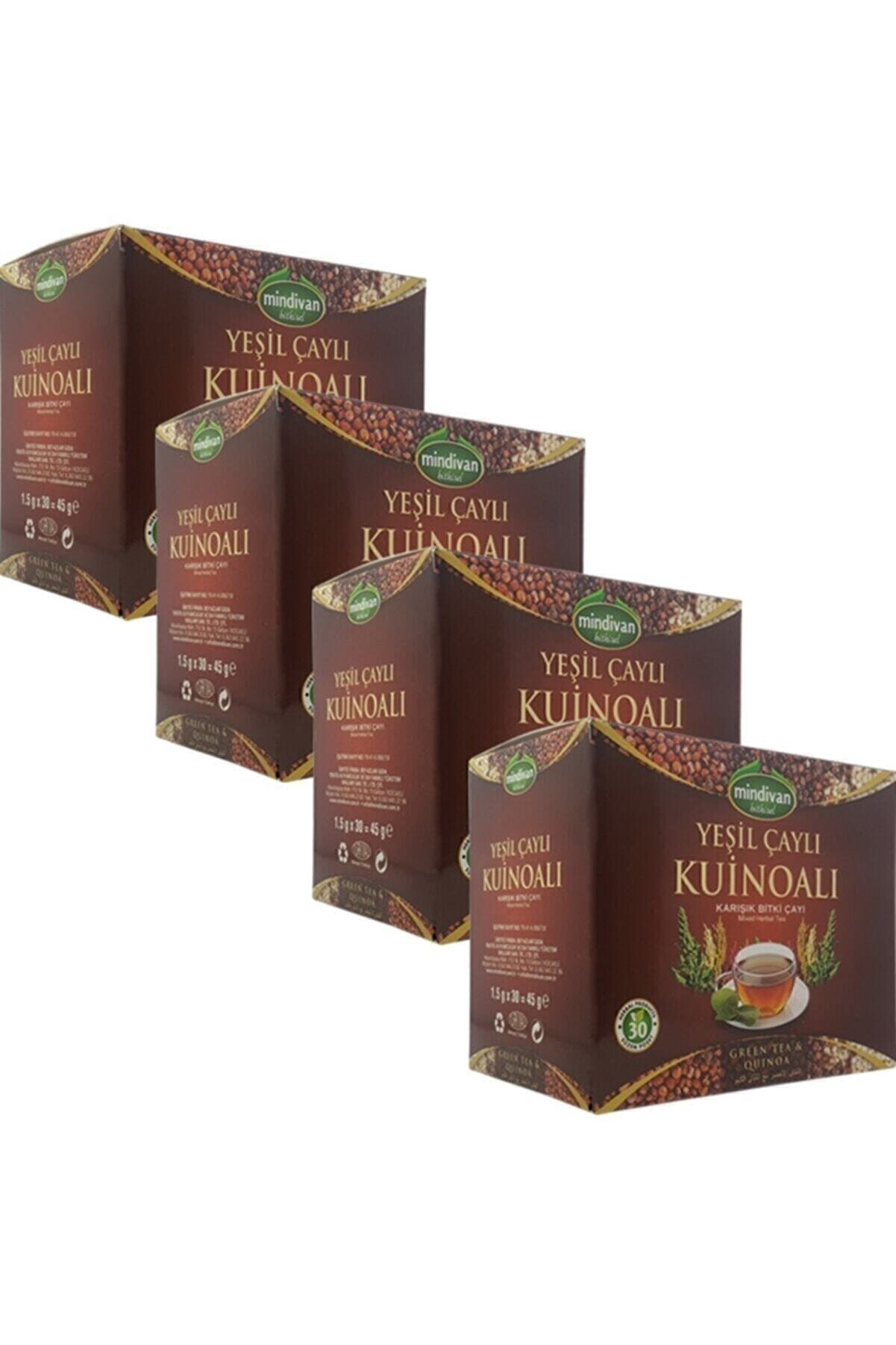 Yeşi̇l Çaylı Ki̇noa Karışık Bi̇tki̇ Çayı 30 Süzen Poşet  4 Kutu