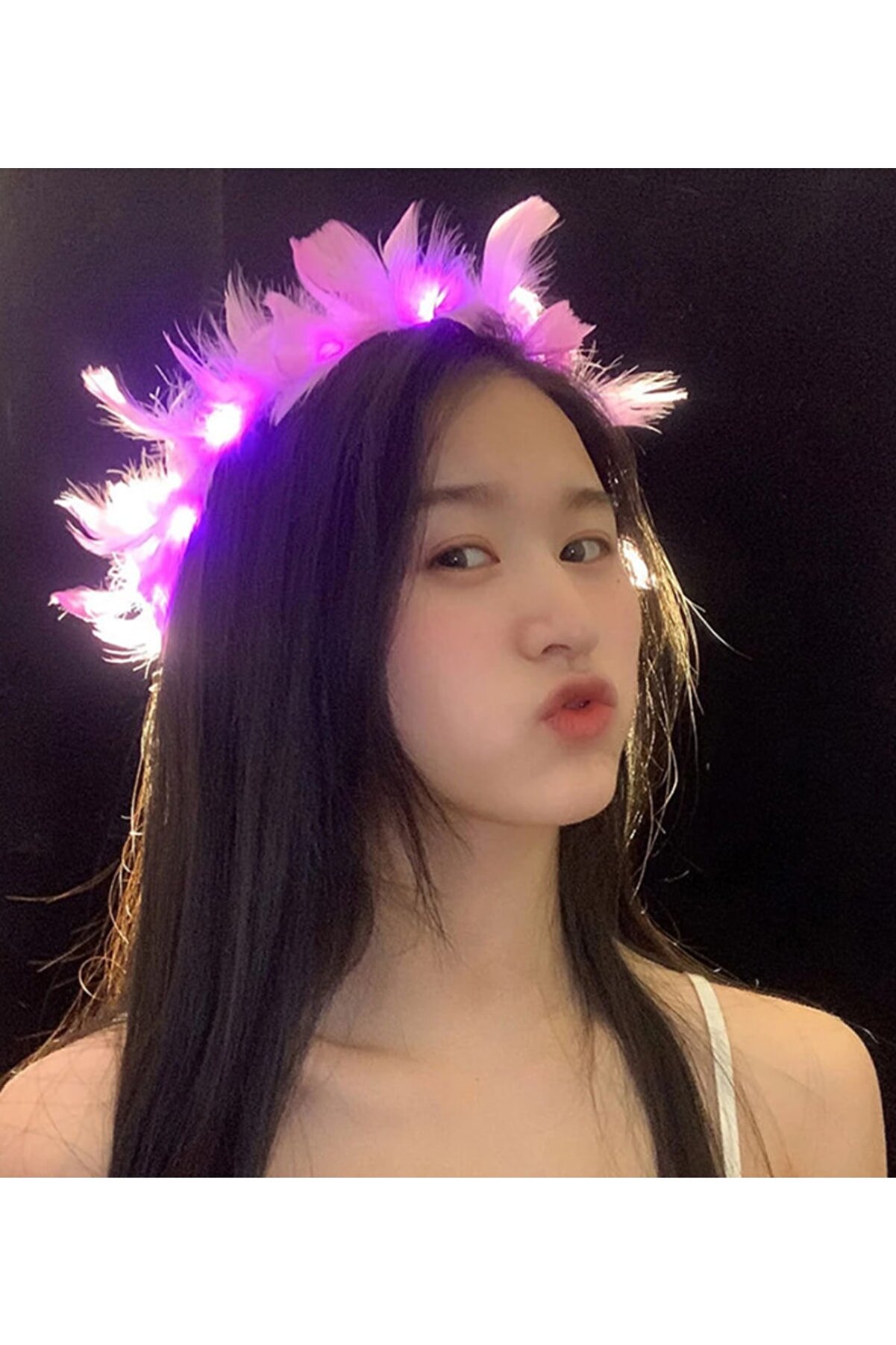 Go İthalat Led Işıklı Rengarenk Yanan 3 Fonksi̇yonlu Otri̇şli̇ Parti̇ Tacı Pembe Renk 12X12 Cm (4072)