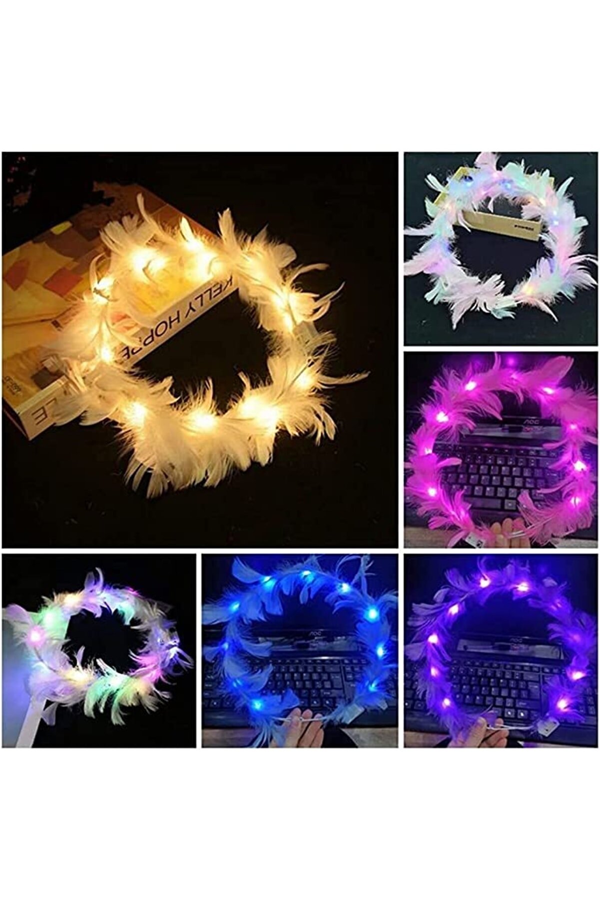 Go İthalat Led Işıklı Rengarenk Yanan 3 Fonksi̇yonlu Otri̇şli̇ Parti̇ Tacı Pembe Renk 12X12 Cm (4072)