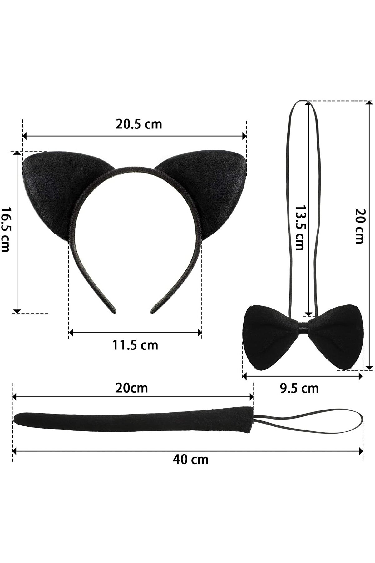 Go İthalat Kedi̇ Kost&uuml;m Ta&ccedil; Kuyruk Papyon Seti̇ 1 Adet (4072)