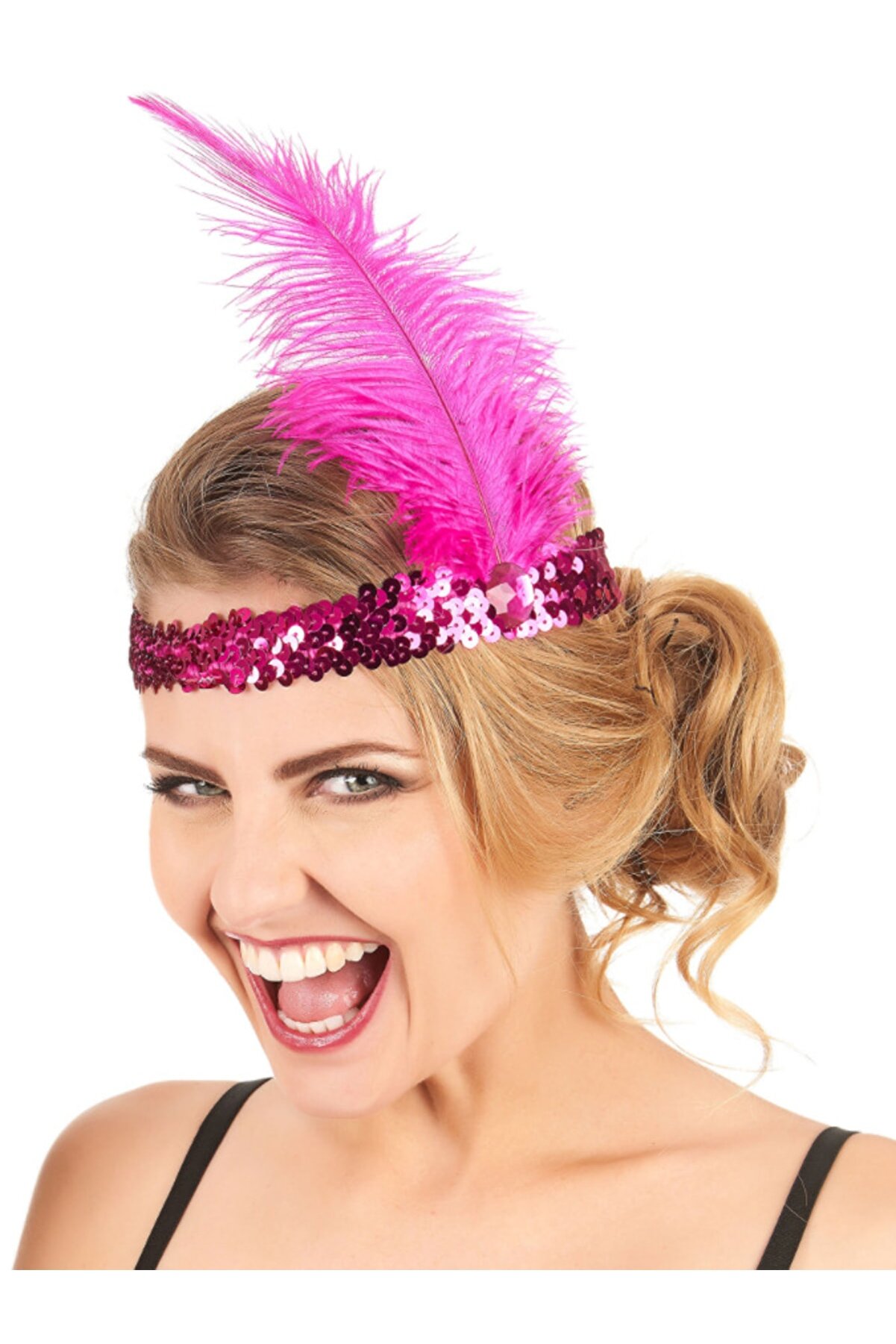 Go İthalat Fuşya Renk T&uuml;yl&uuml; &Ccedil;arli̇ston Sa&ccedil; Bandı (4072)